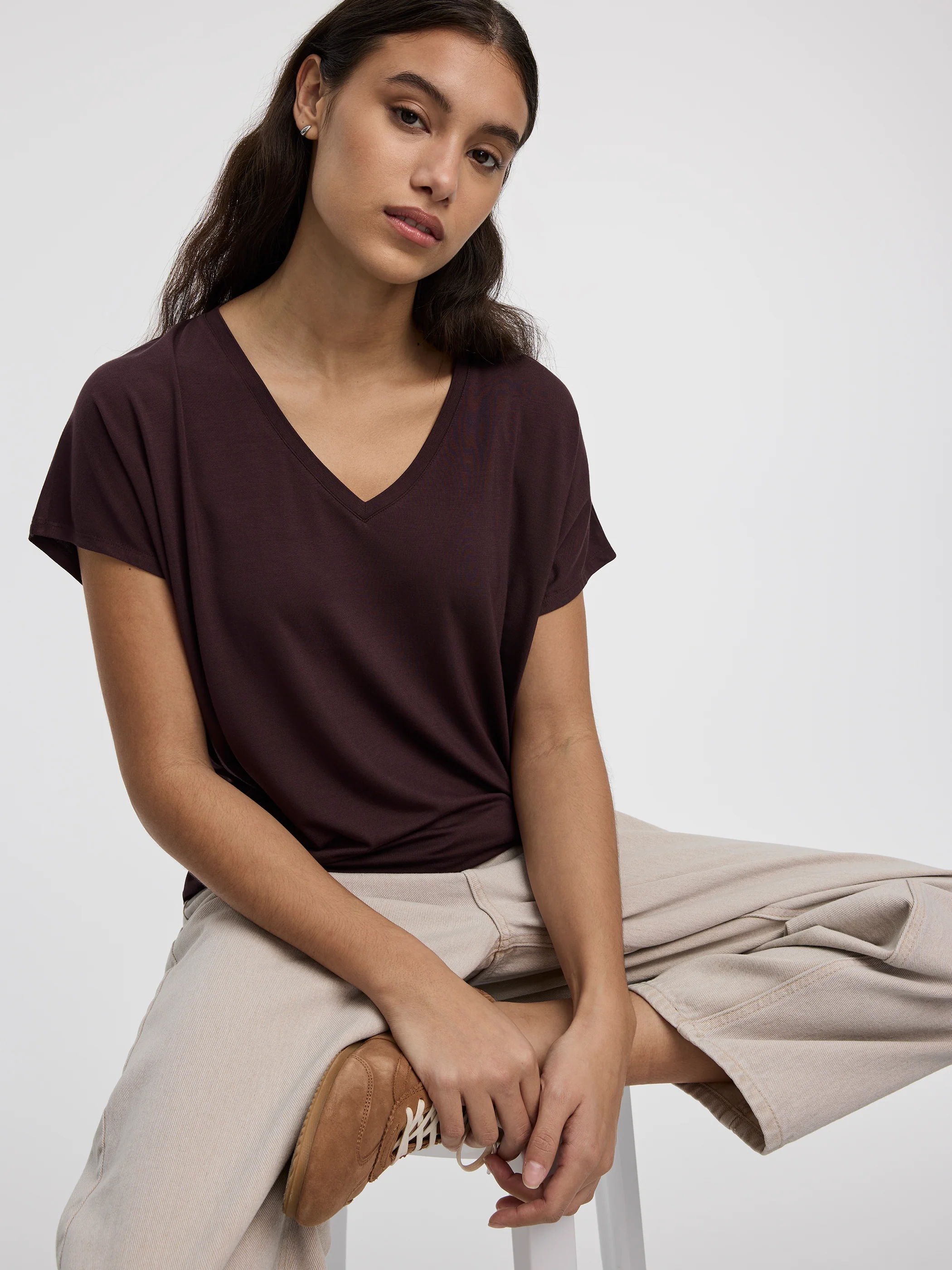 Short-Dolman-Sleeve V-Neck Tee - Image 8