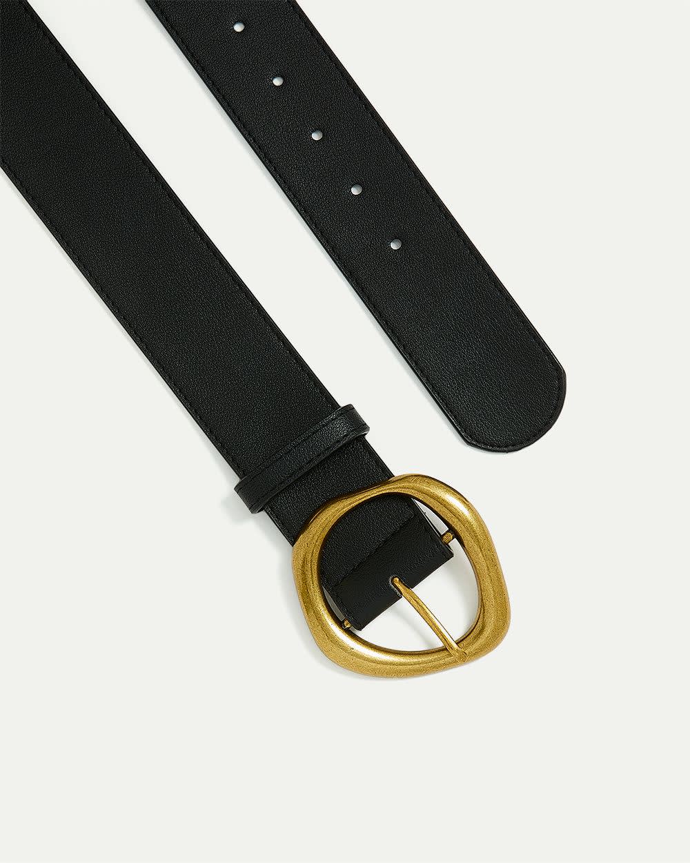 Large Faux Leather Belt with Statement Buckle - Image 3