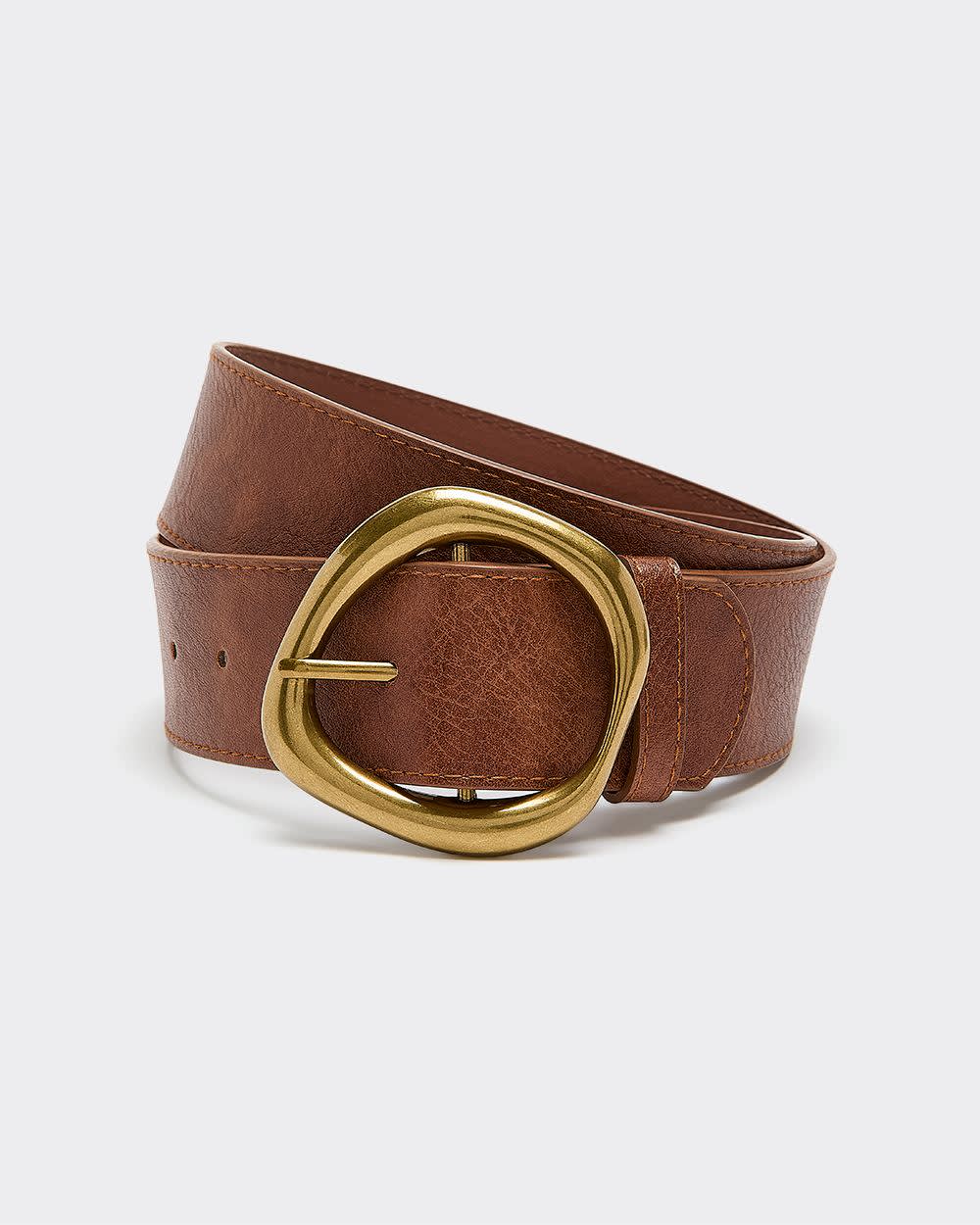 Large Faux Leather Belt with Statement Buckle - Image 5