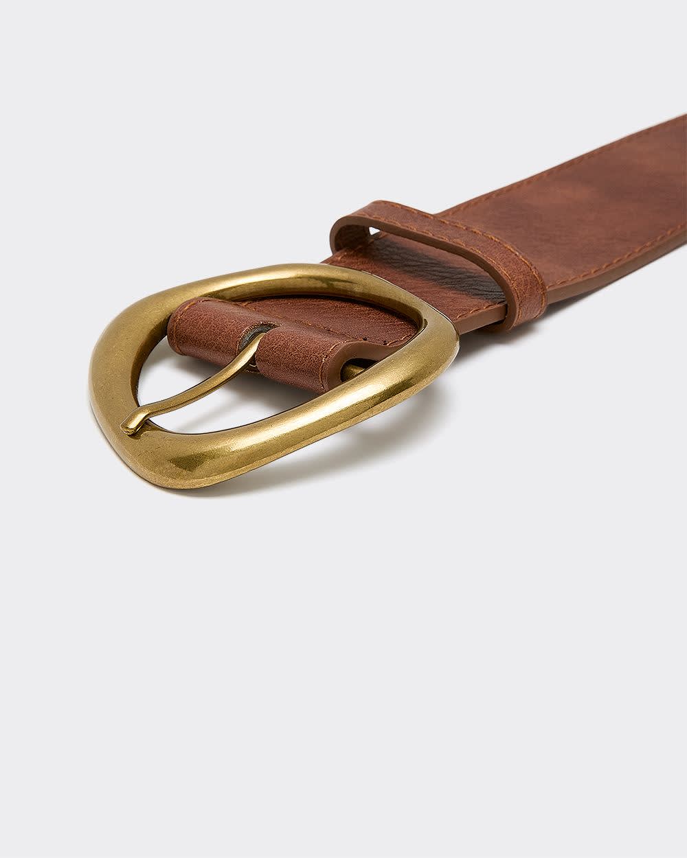 Large Faux Leather Belt with Statement Buckle - Image 6