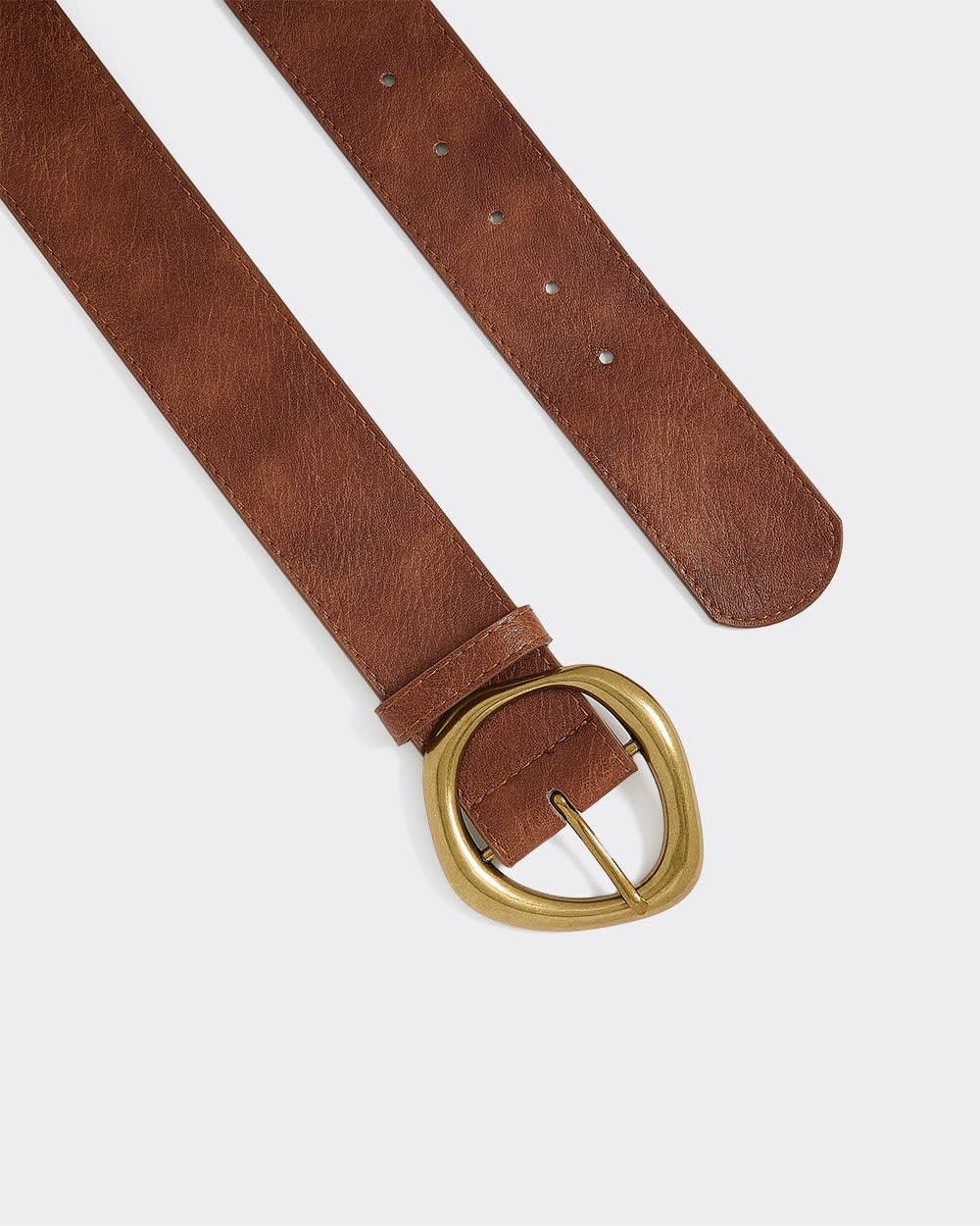 Large Faux Leather Belt with Statement Buckle - Image 7