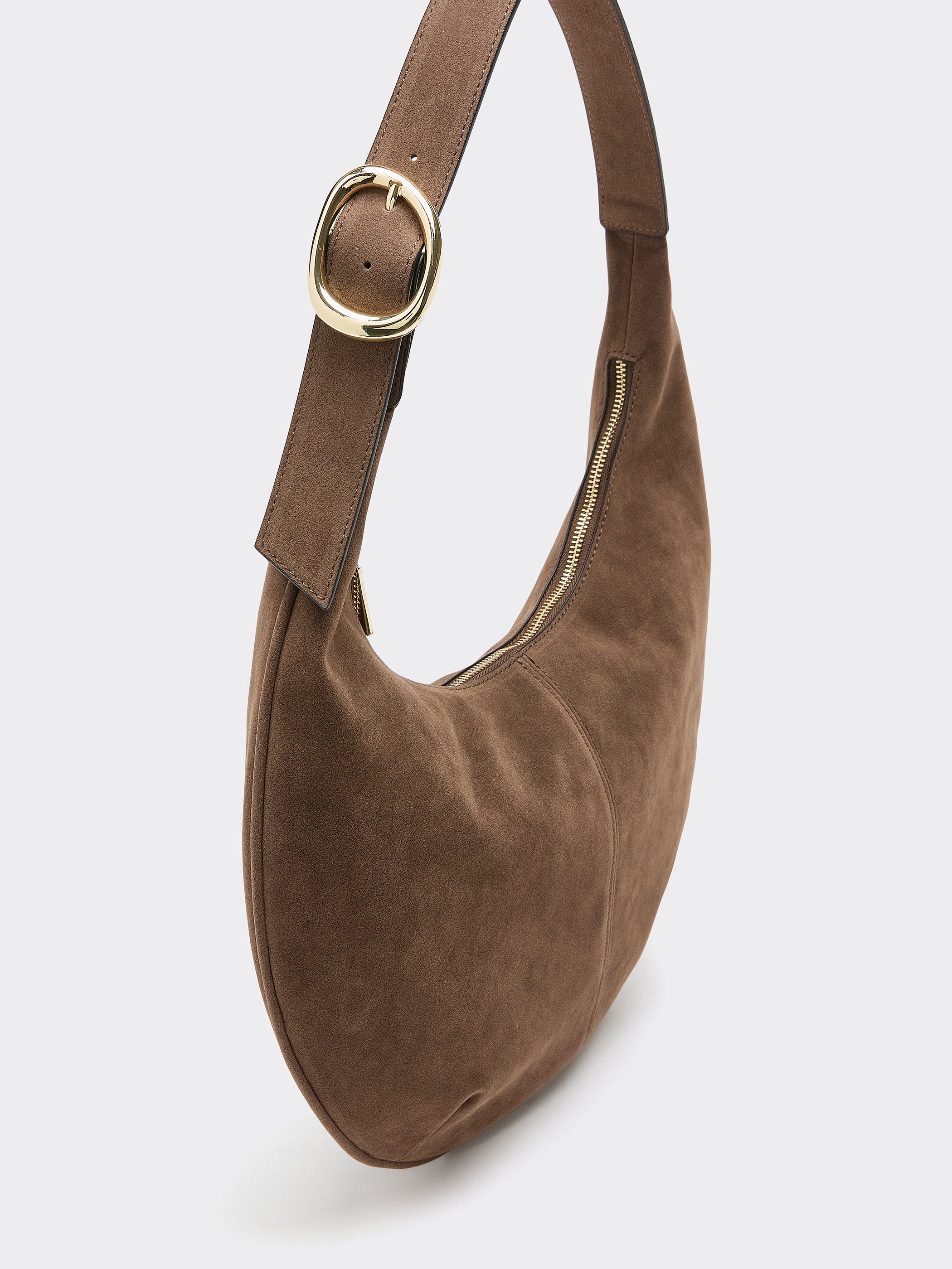 Faux Suede Hobo Shoulder Bag - Image 3