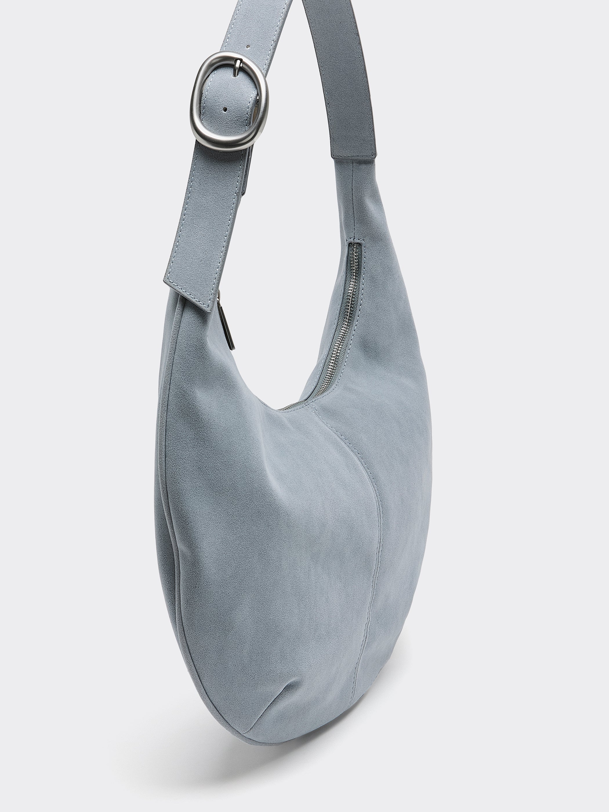 Faux Suede Hobo Shoulder Bag - Image 6