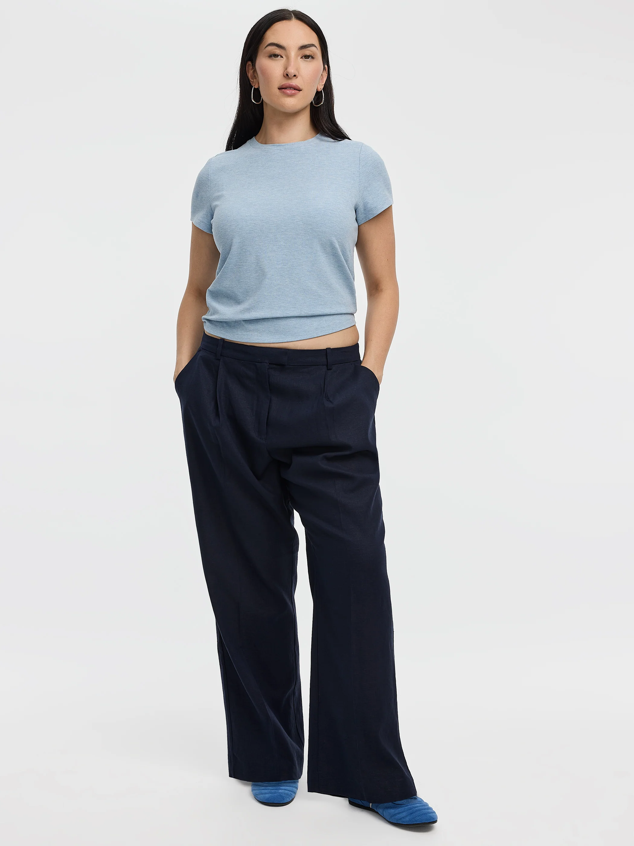 Linen-Blend Straight-Leg High-Rise Pant - Curvy Fit - Image 11