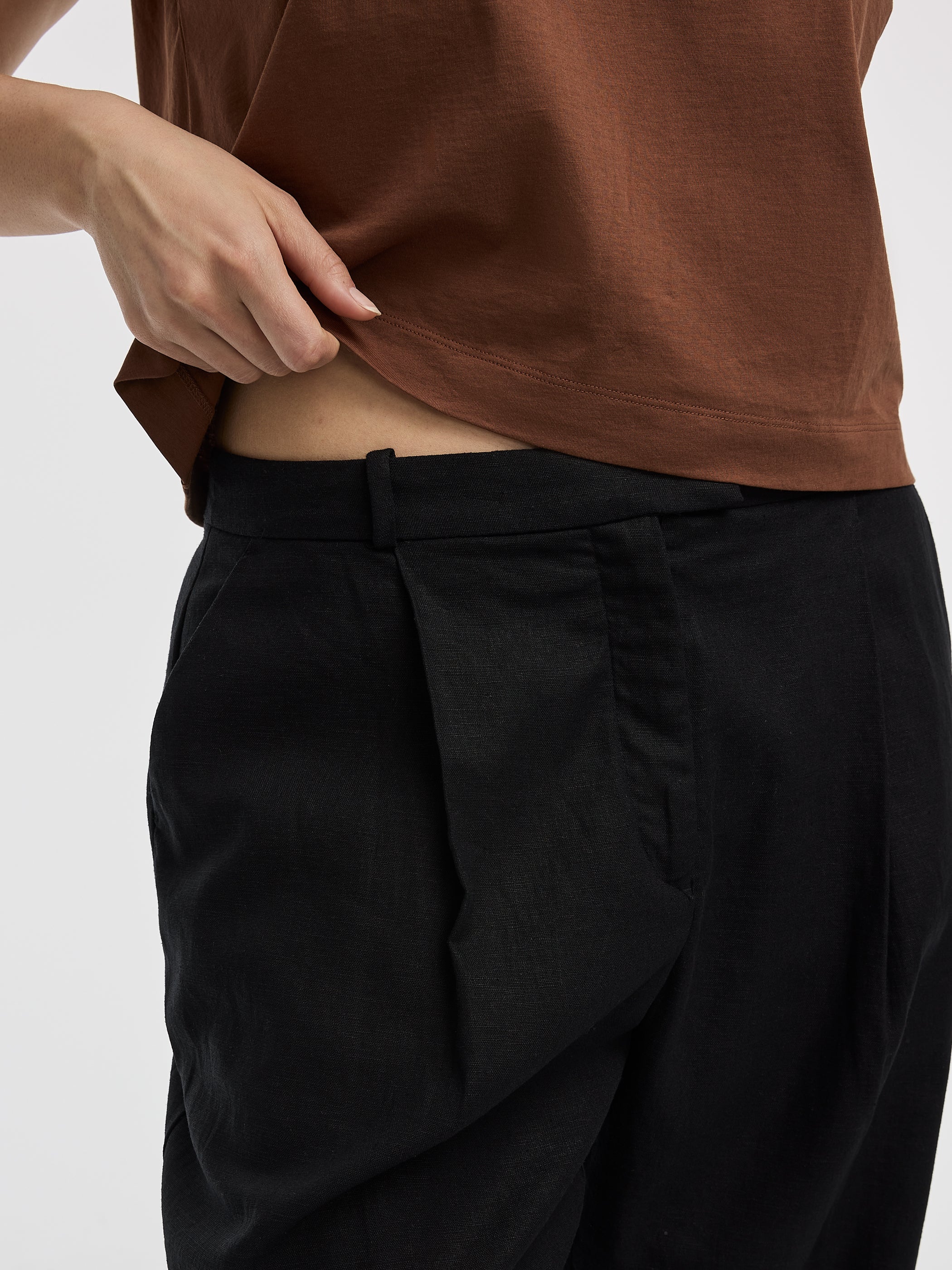 Linen-Blend Straight-Leg High-Rise Pant - Curvy Fit - Image 3