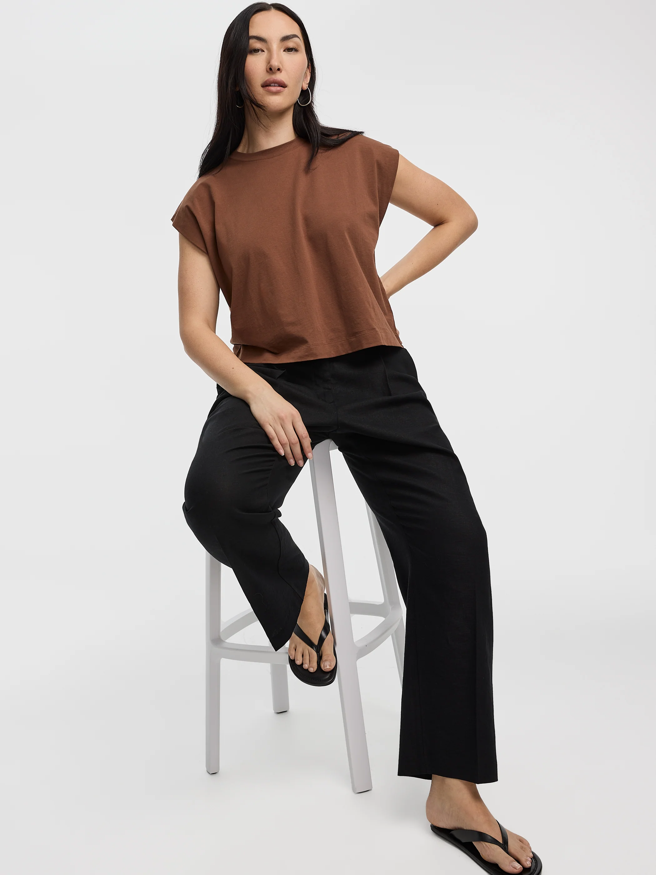 Linen-Blend Straight-Leg High-Rise Pant - Curvy Fit - Image 5
