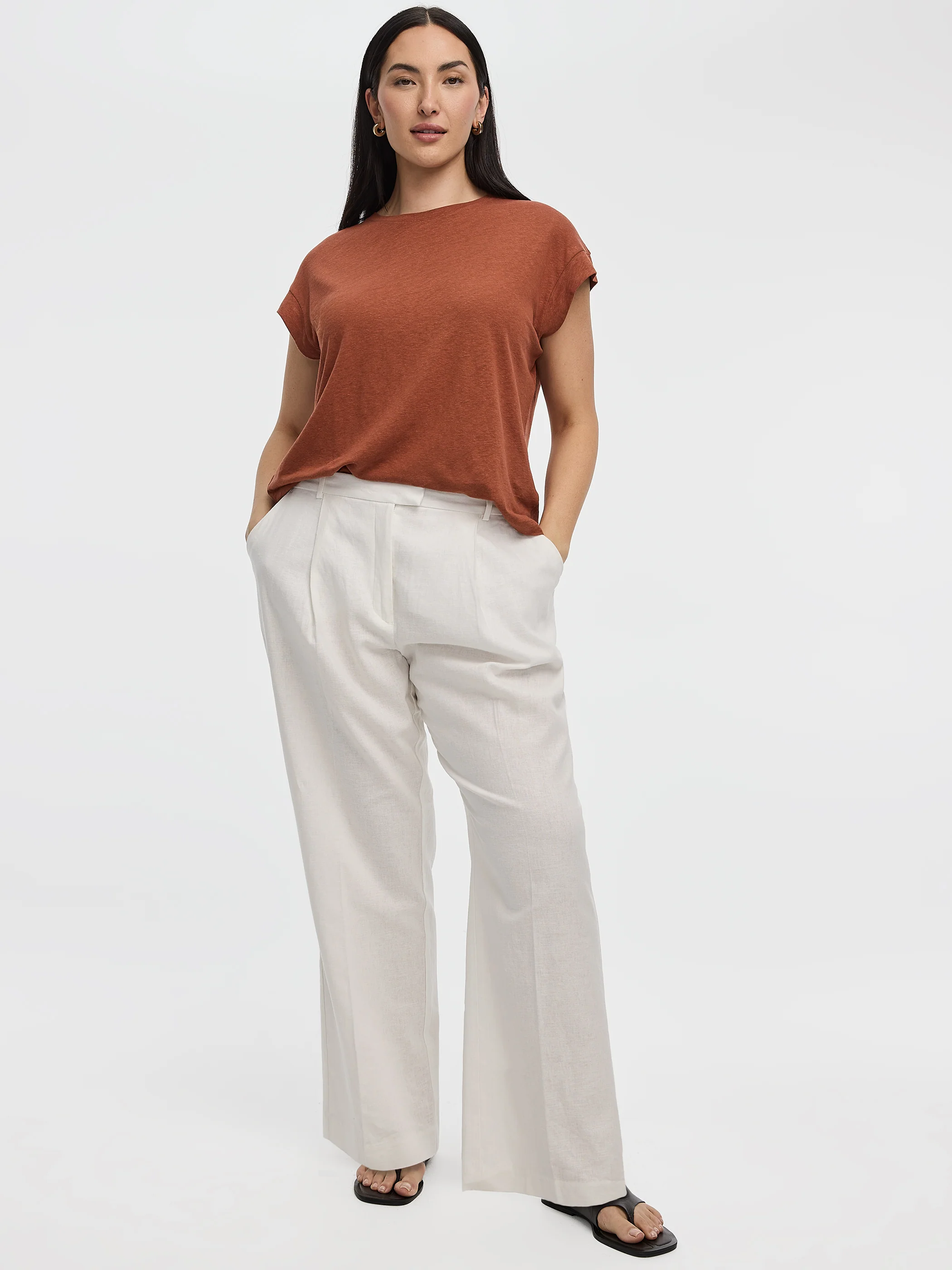 Linen-Blend Straight-Leg High-Rise Pant - Curvy Fit - Image 6
