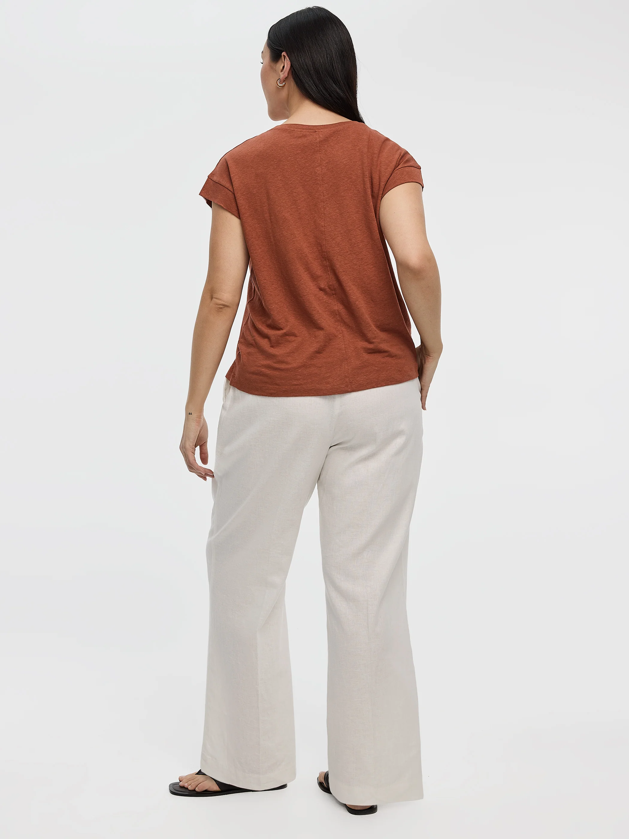 Linen-Blend Straight-Leg High-Rise Pant - Curvy Fit - Image 9