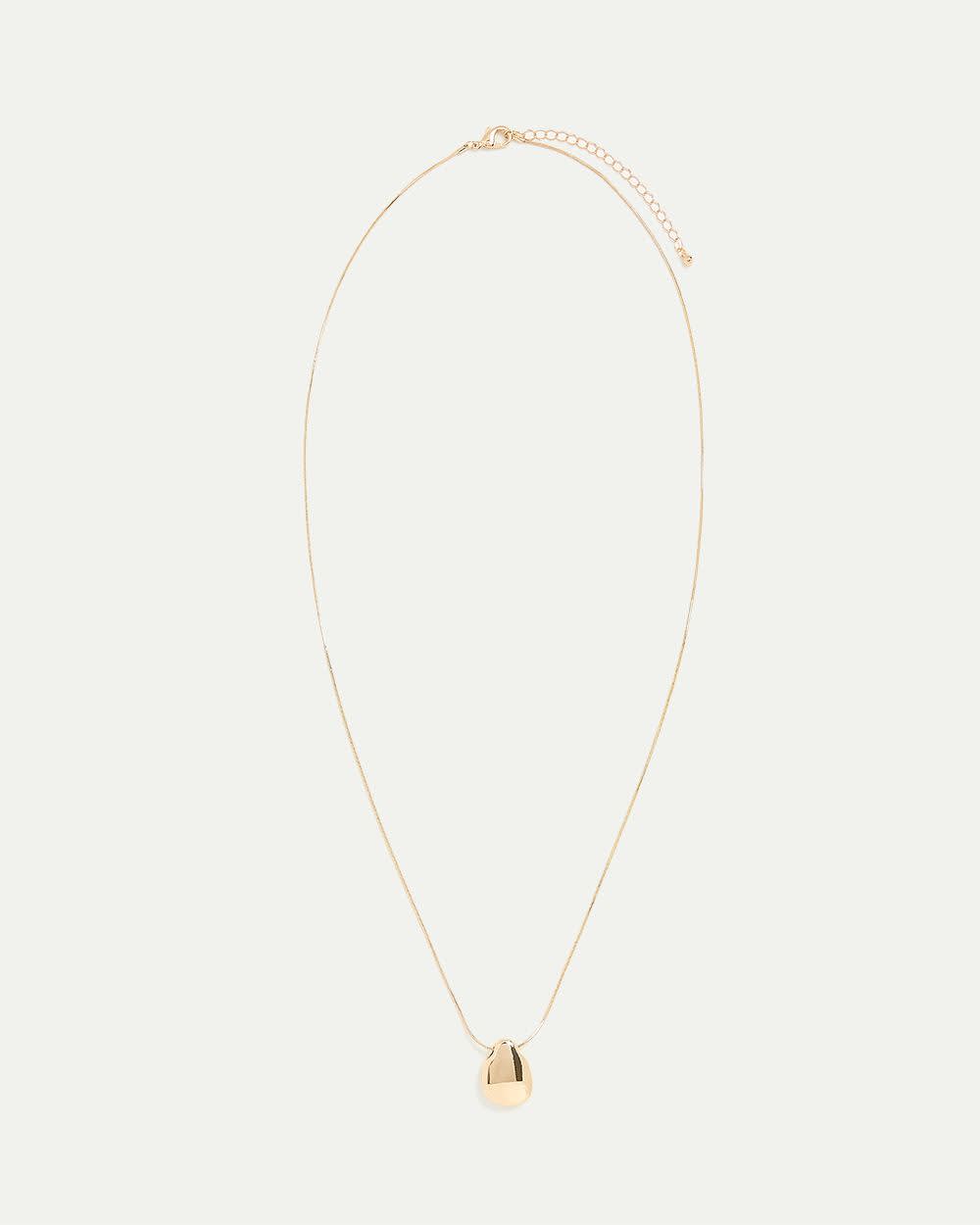 Long Necklace with Metal Stone Pendant - Image 5