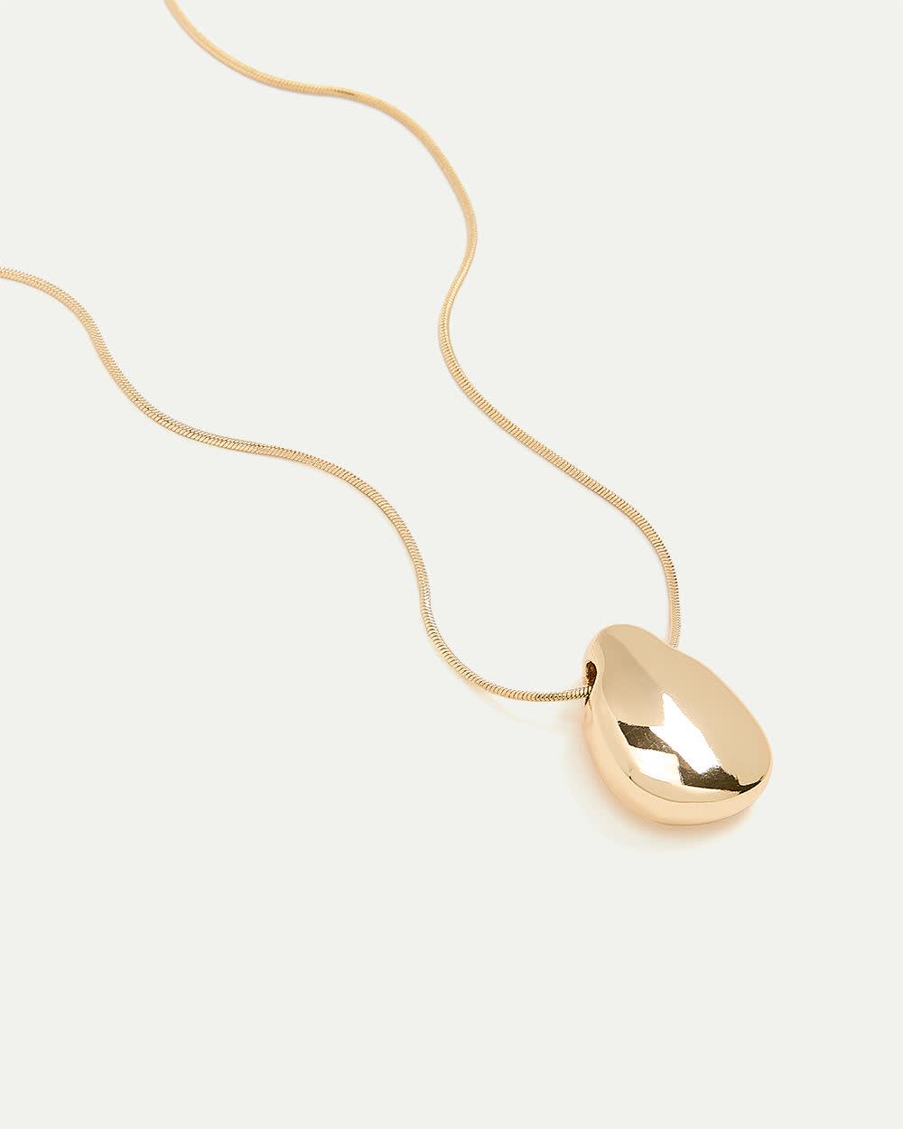 Long Necklace with Metal Stone Pendant - Image 6