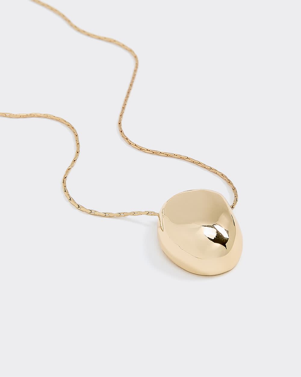 Long Necklace with Oval Metal Pendant - Image 4
