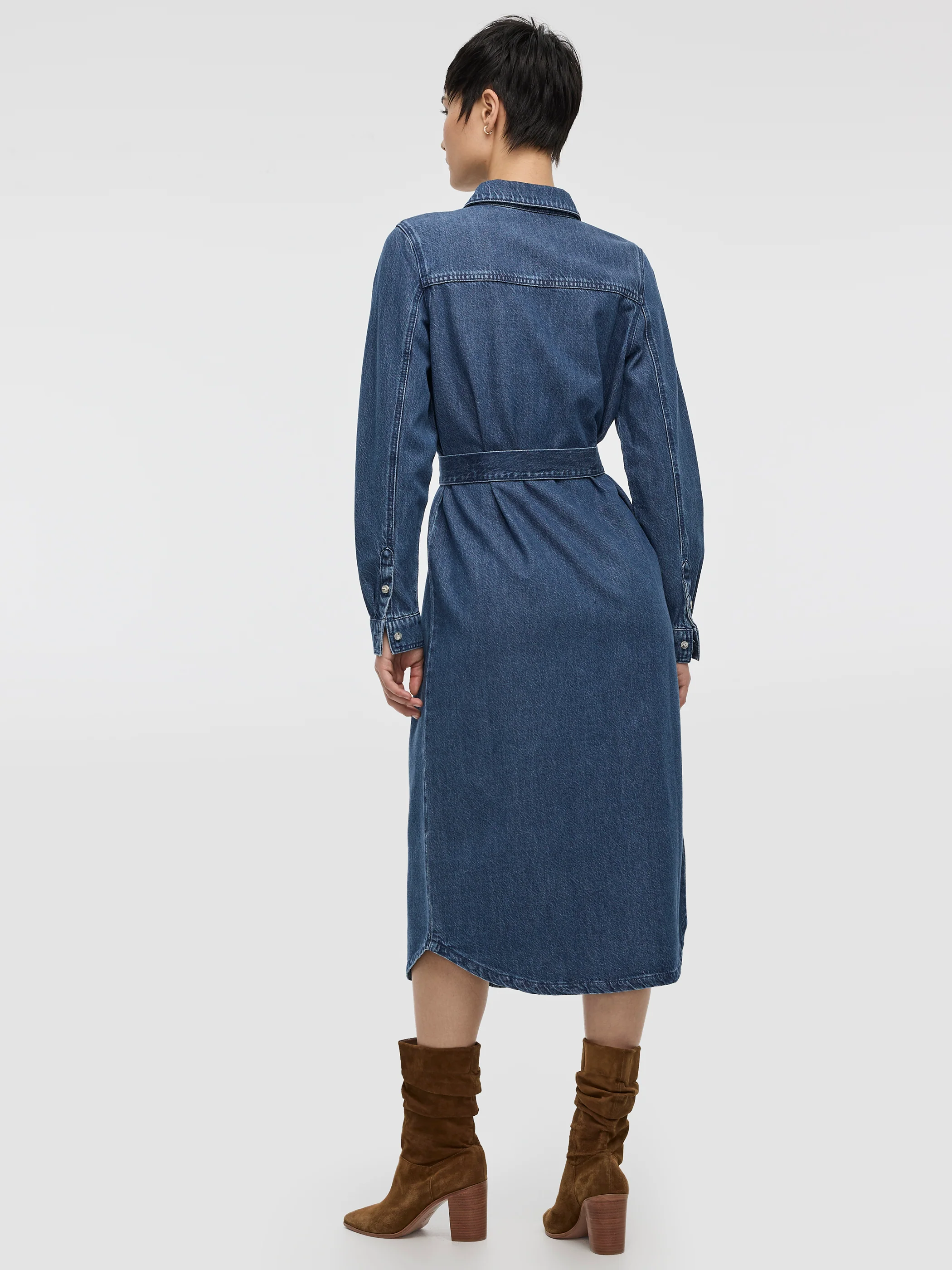 Midi Shirt Denim Dress - Image 3