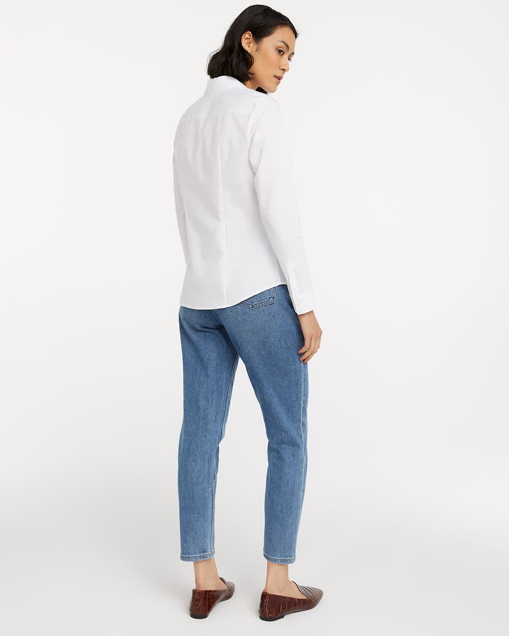 Long-Sleeve Fitted Poplin Blouse - R Essentials - Image 5