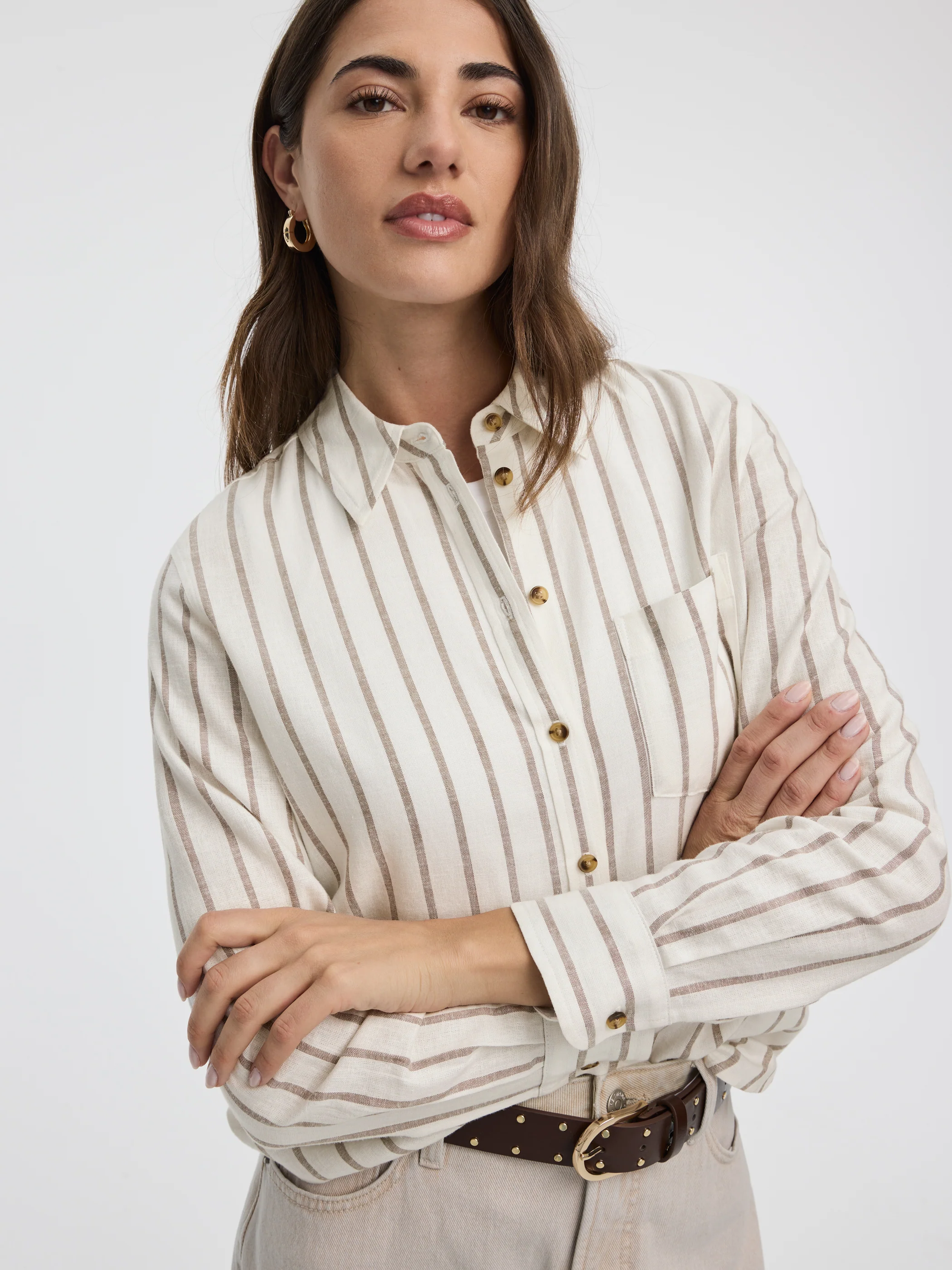 Striped Long-Sleeve Linen-Blend Shirt - Image 4