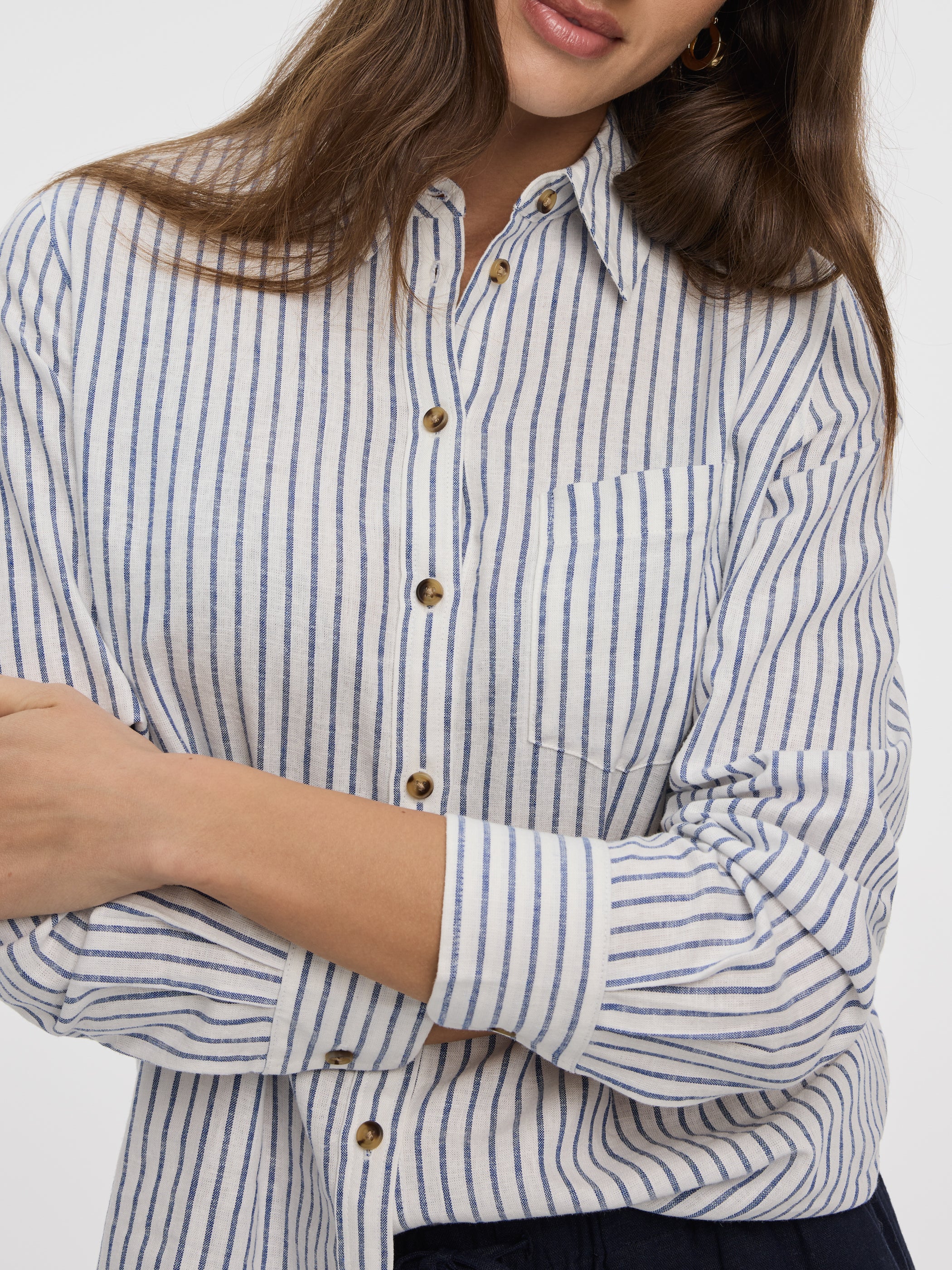 Striped Long-Sleeve Linen-Blend Shirt - Image 6