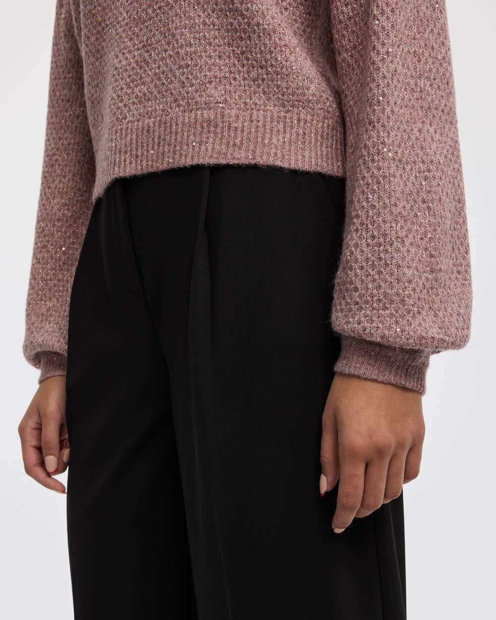 Long-Sleeve Mock-Neck Fancy-Stitch Pullover - Image 4