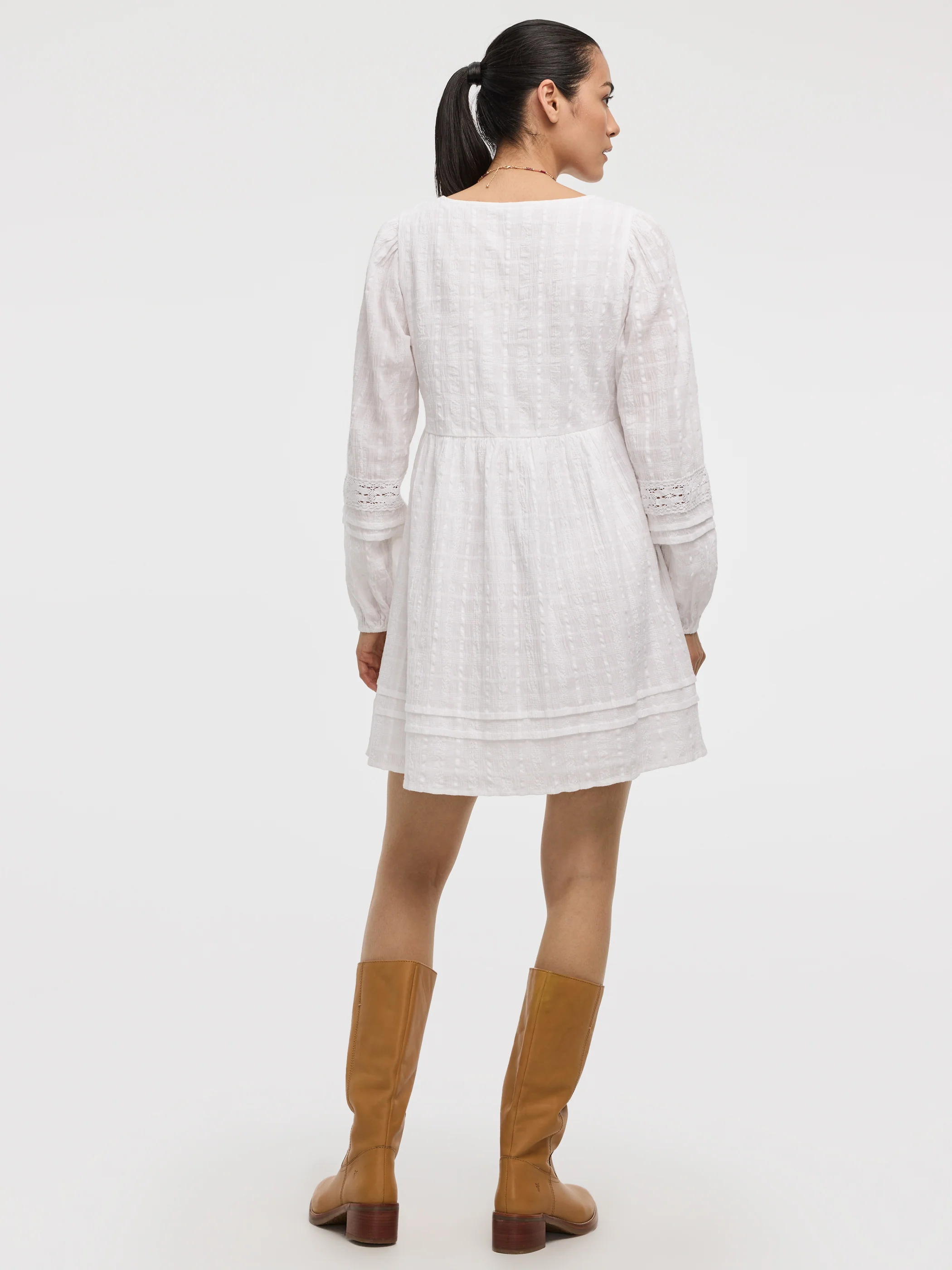 Long-Sleeve V-Neck Empire Dress - Image 3