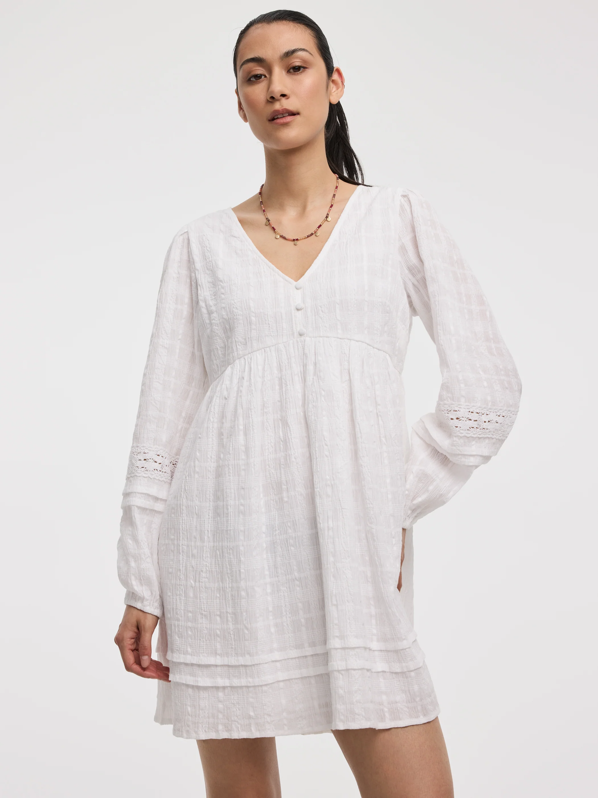 Long-Sleeve V-Neck Empire Dress - Image 4