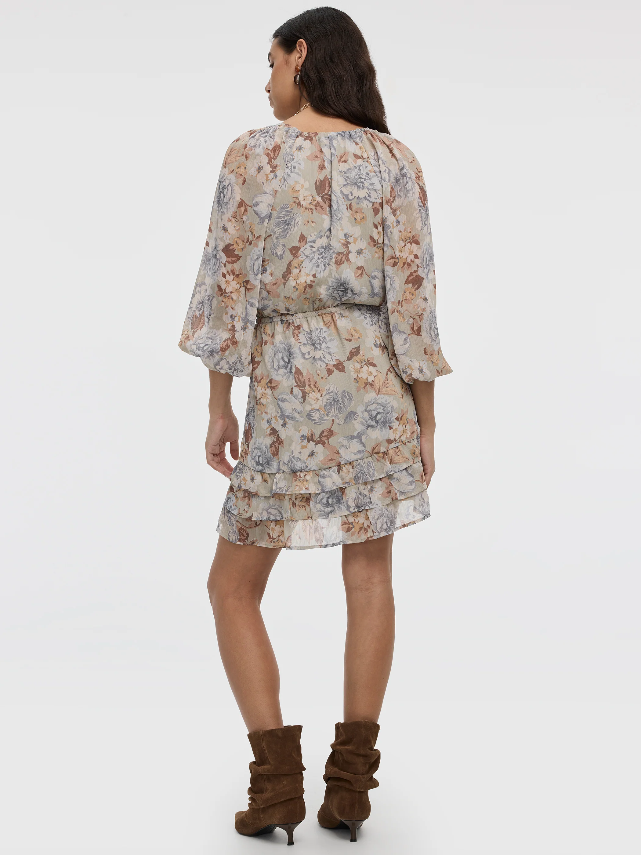 Long-Sleeve V-Neck Mini Dress - Image 3