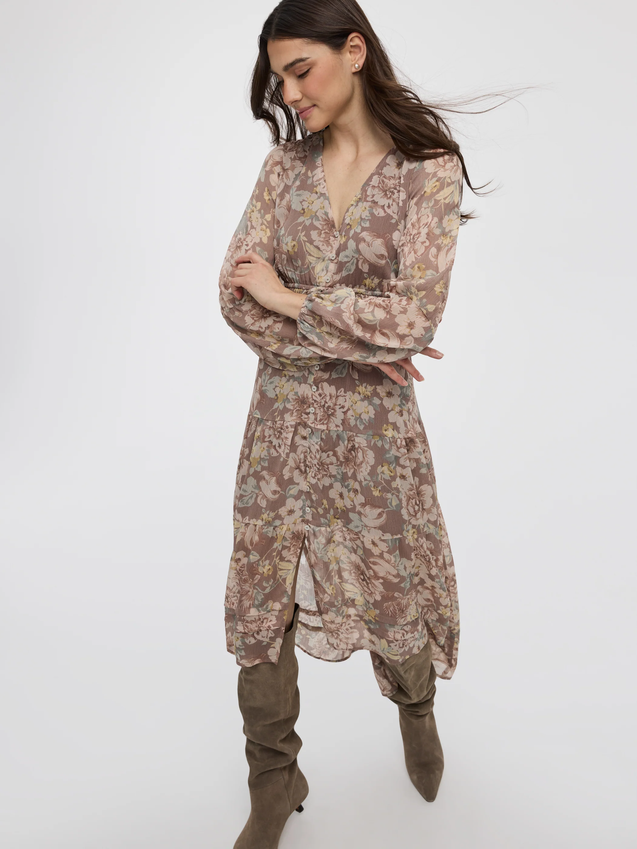 Long-Sleeve Maxi Tiered Dress - Image 3