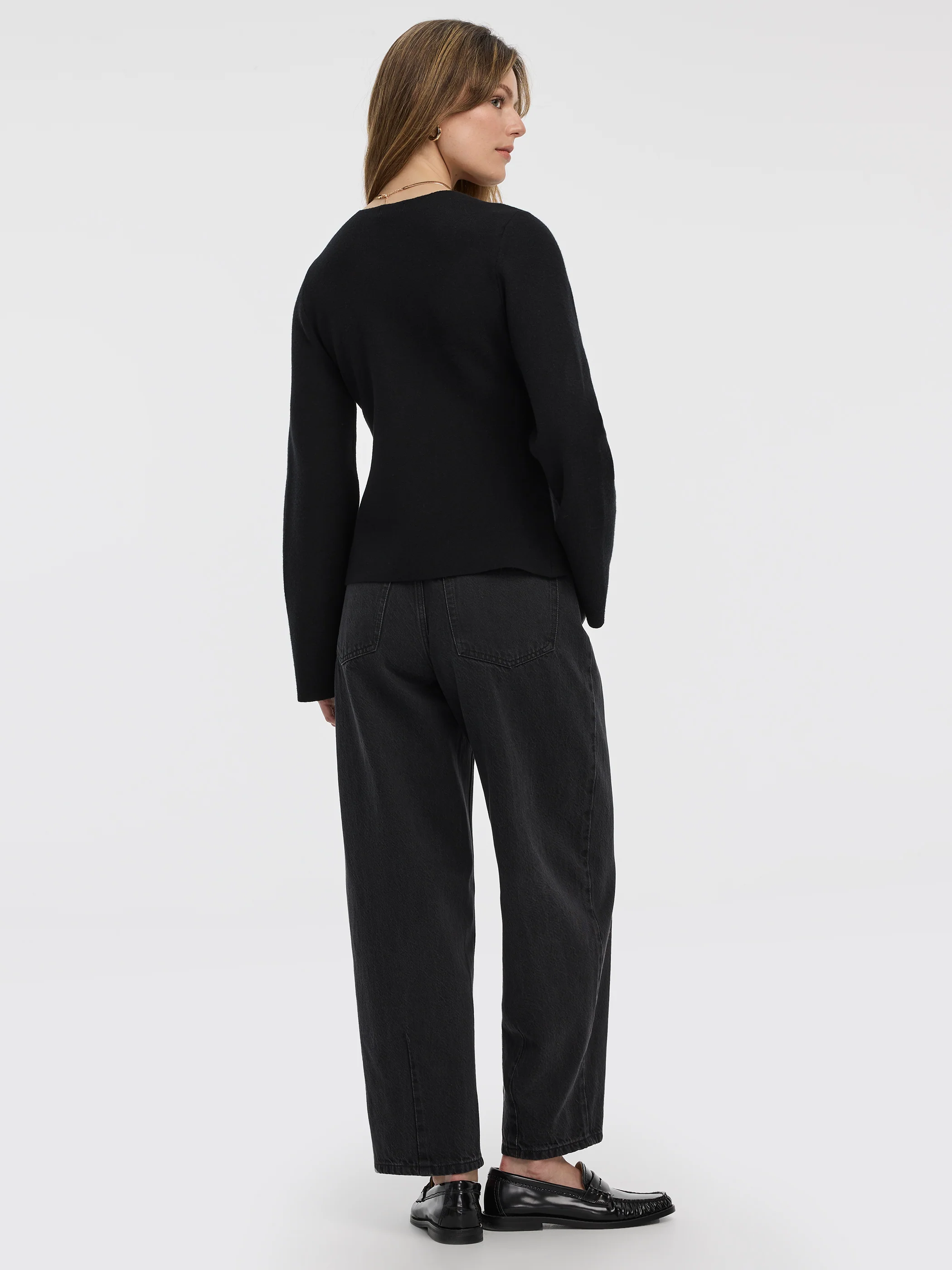 Long-Sleeve V-Neck Wrap Top - Image 3