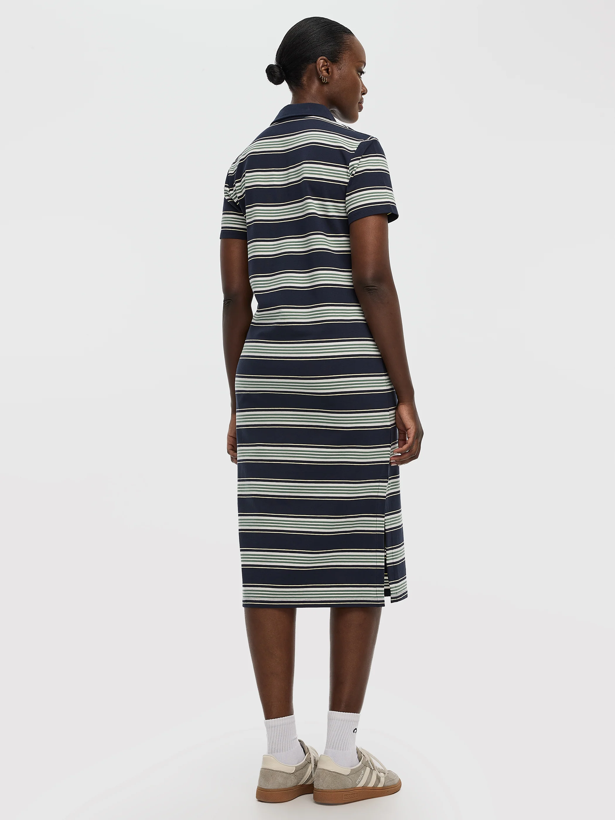 Striped Short-Sleeve Polo Dress - Hyba - Image 3