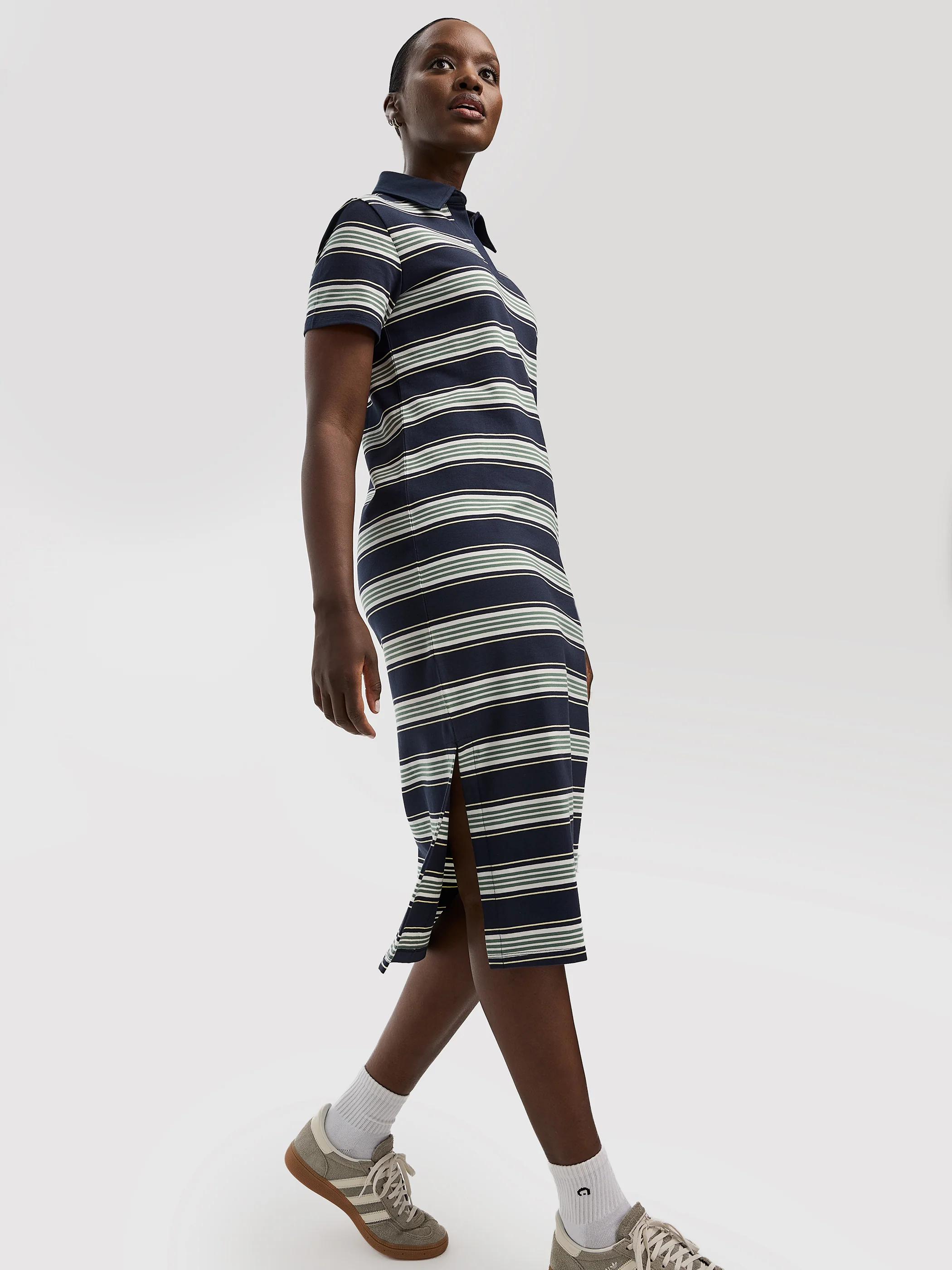 Striped Short-Sleeve Polo Dress - Hyba - Image 4