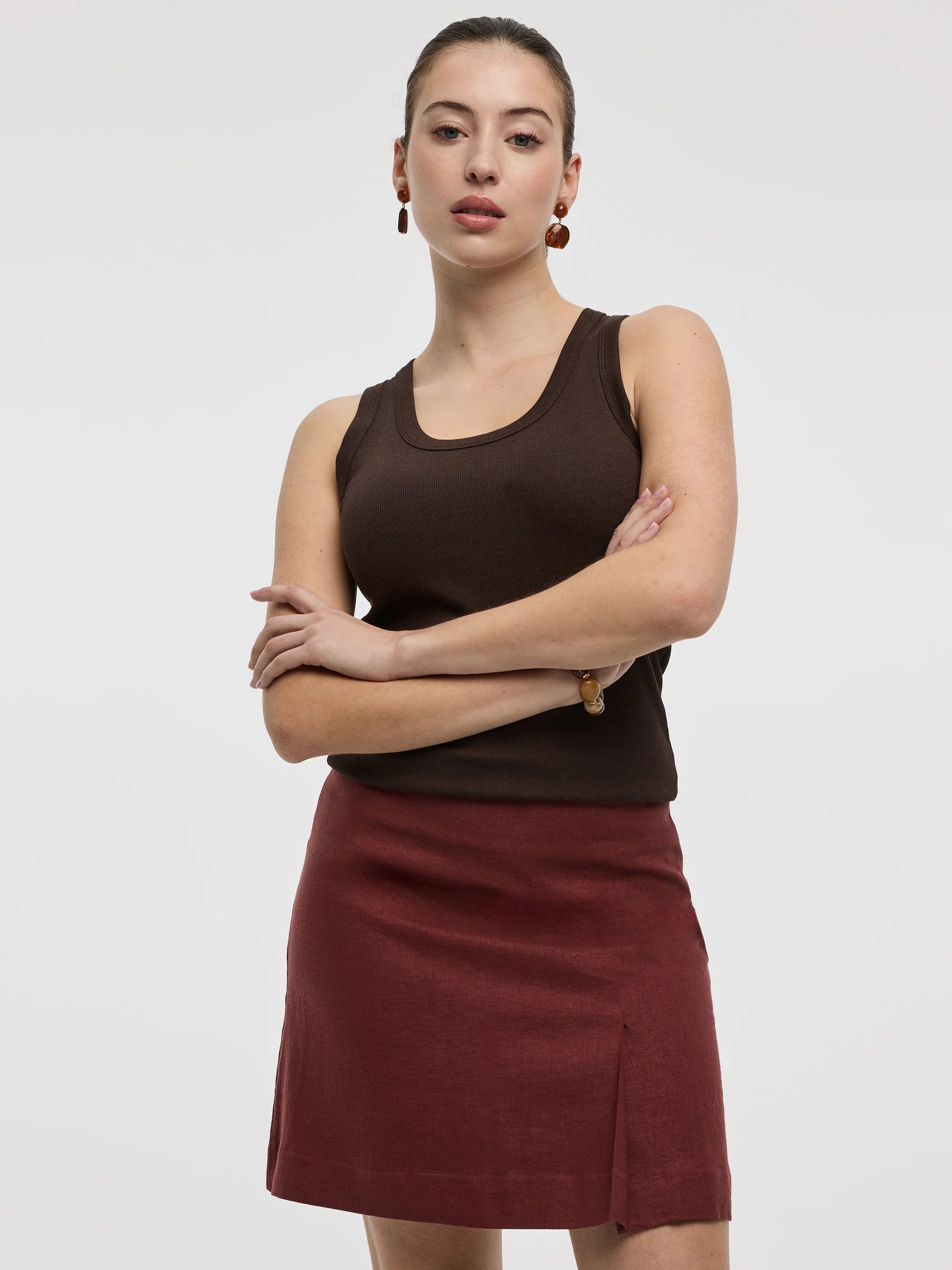 Linen-Blend Mini Skirt - Image 4