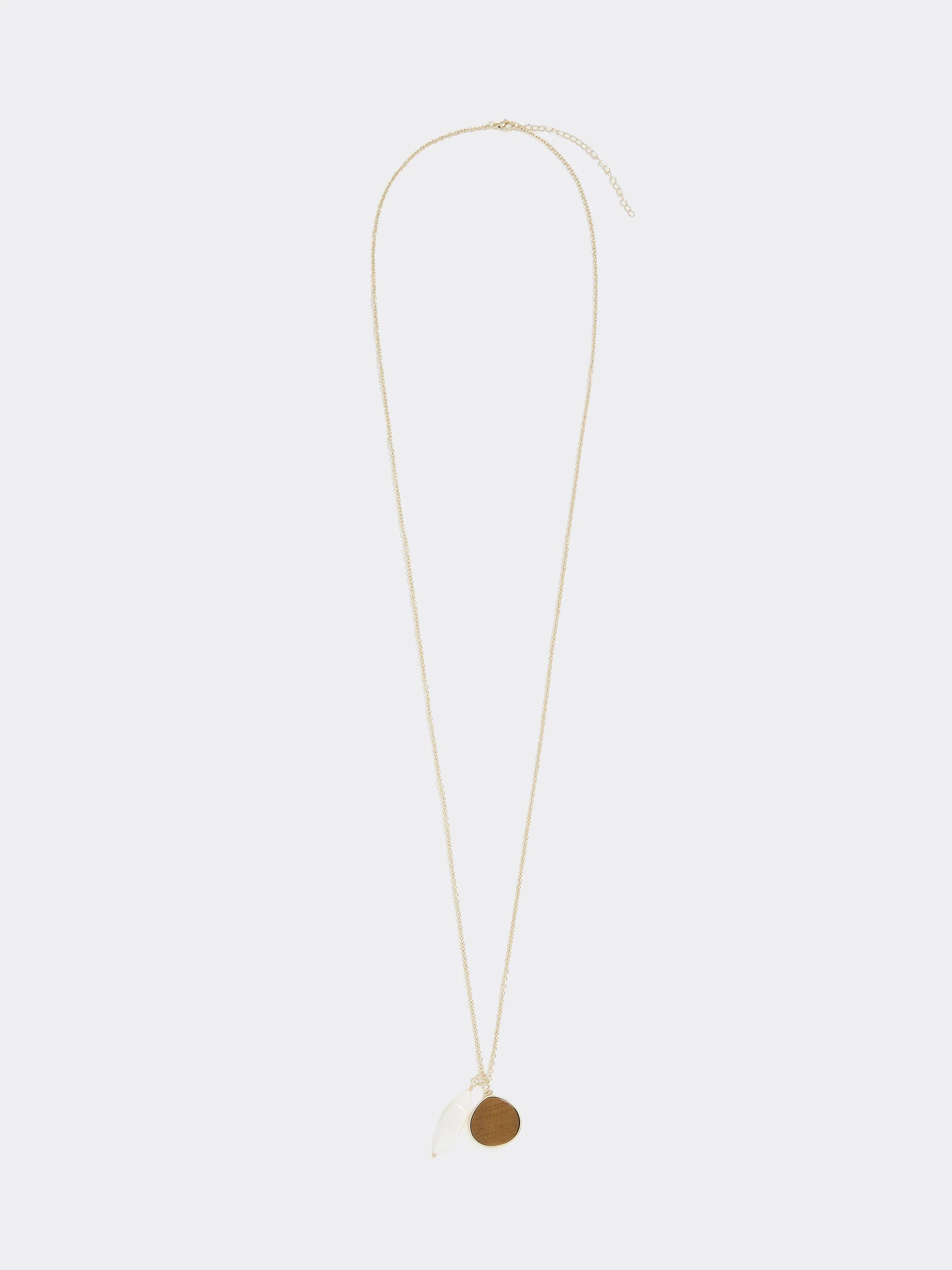 Long Necklace with Double-Stone Pendant - Image 2