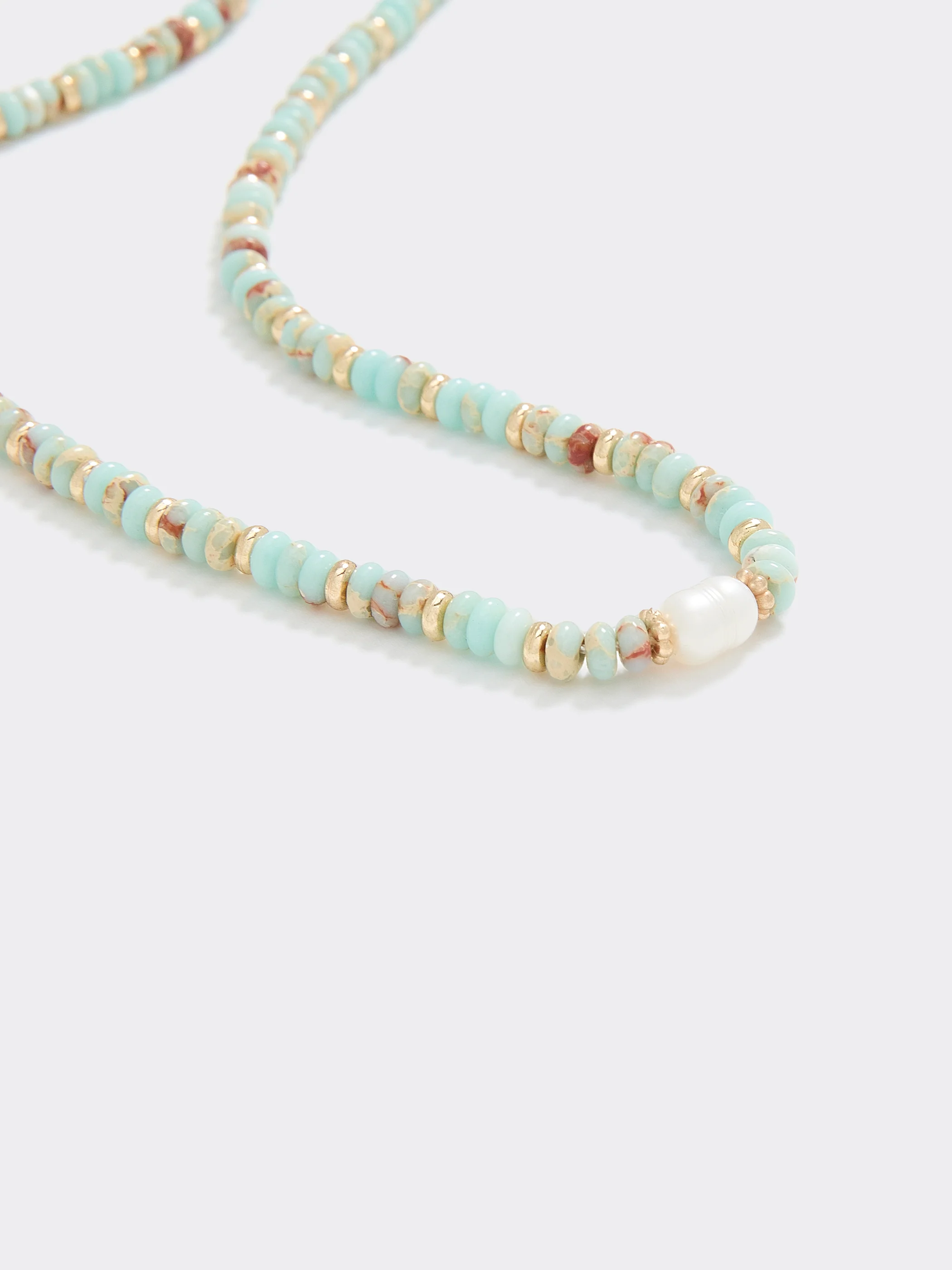 Beaded Short Necklace with Freshwater Pearl - Image 2