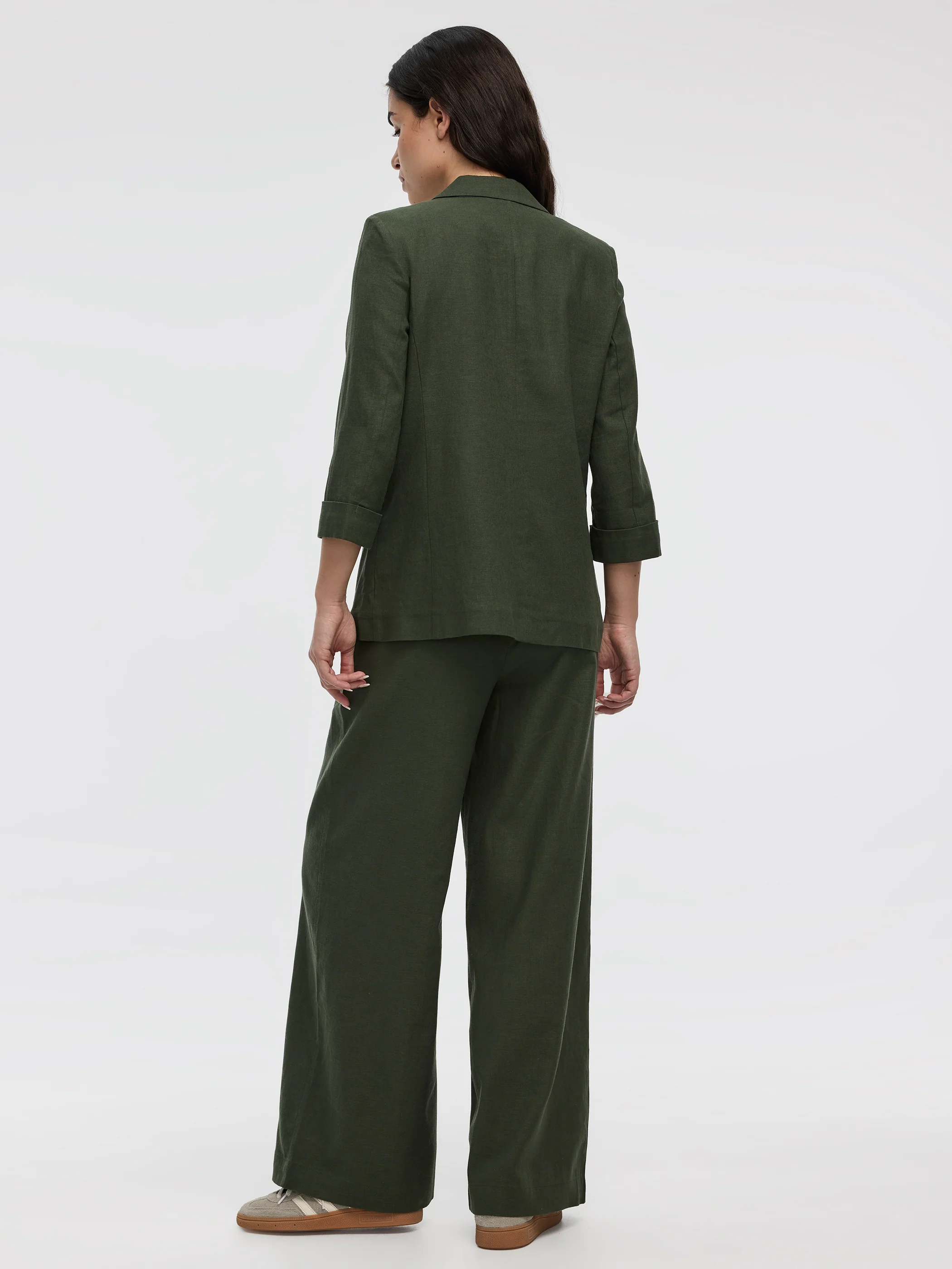 Open Linen Blazer with 3/4 Sleeves - Image 11