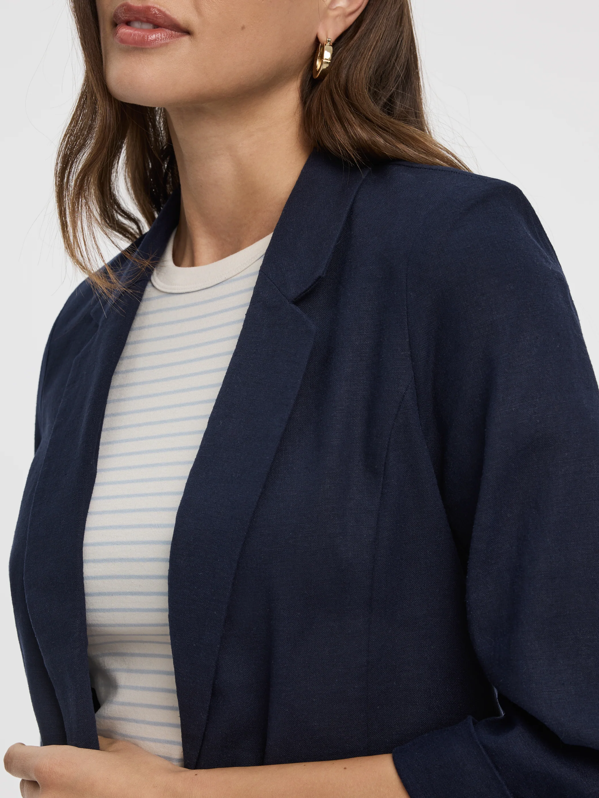 Open Linen Blazer with 3/4 Sleeves - Image 14
