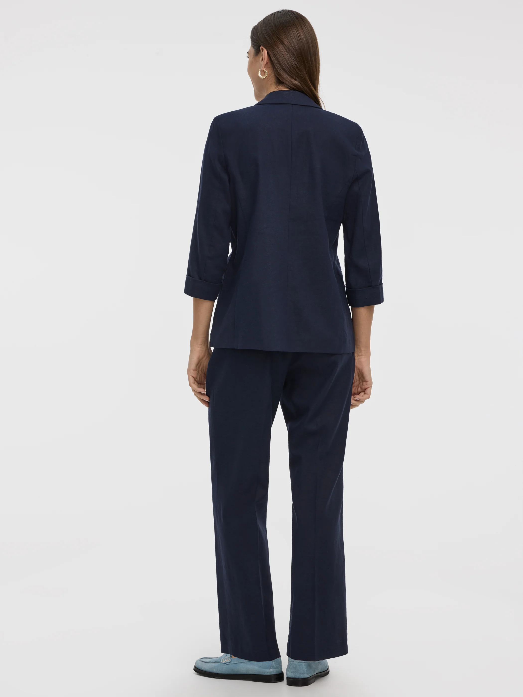 Open Linen Blazer with 3/4 Sleeves - Image 15