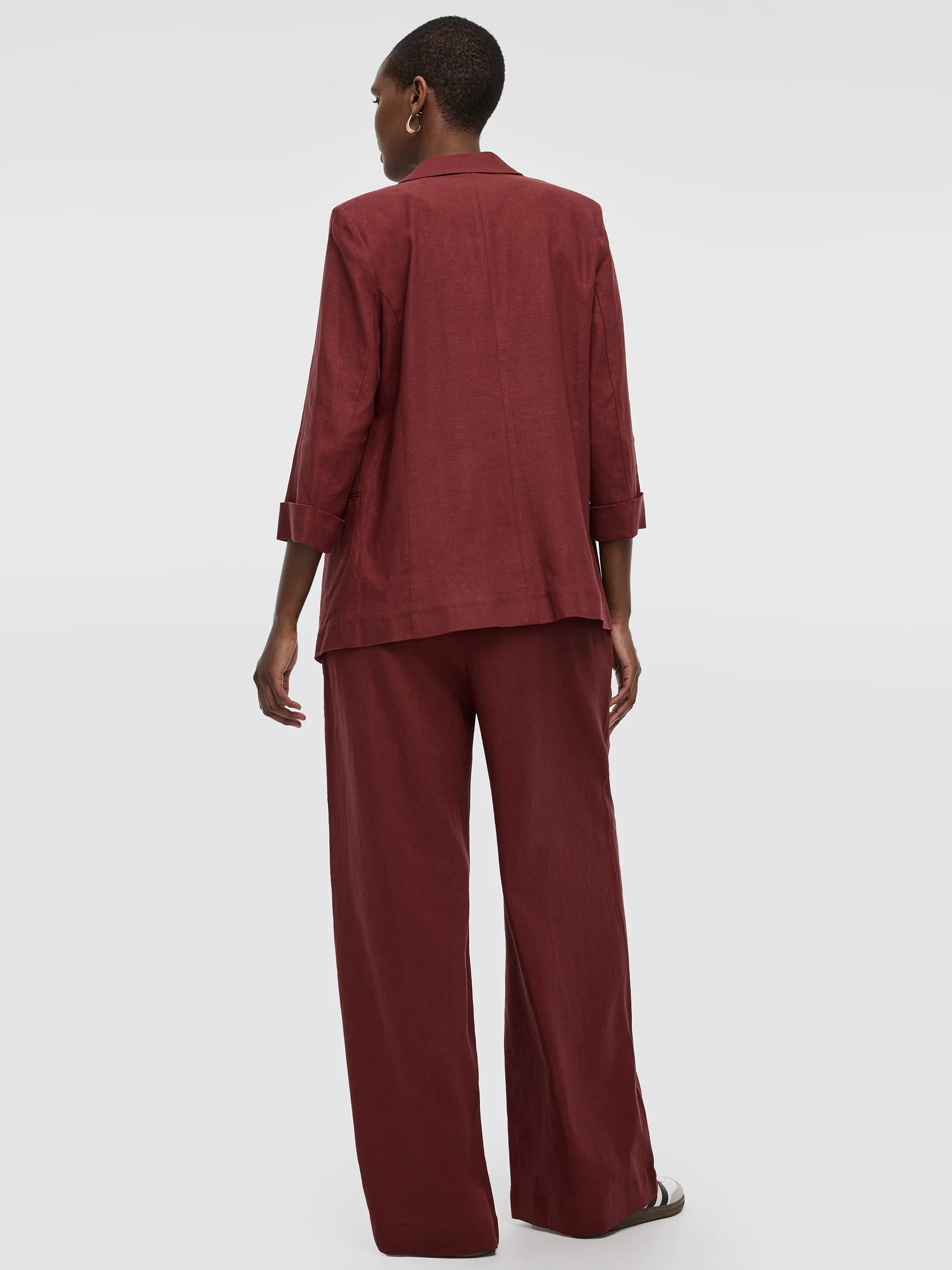 Open Linen Blazer with 3/4 Sleeves - Image 19
