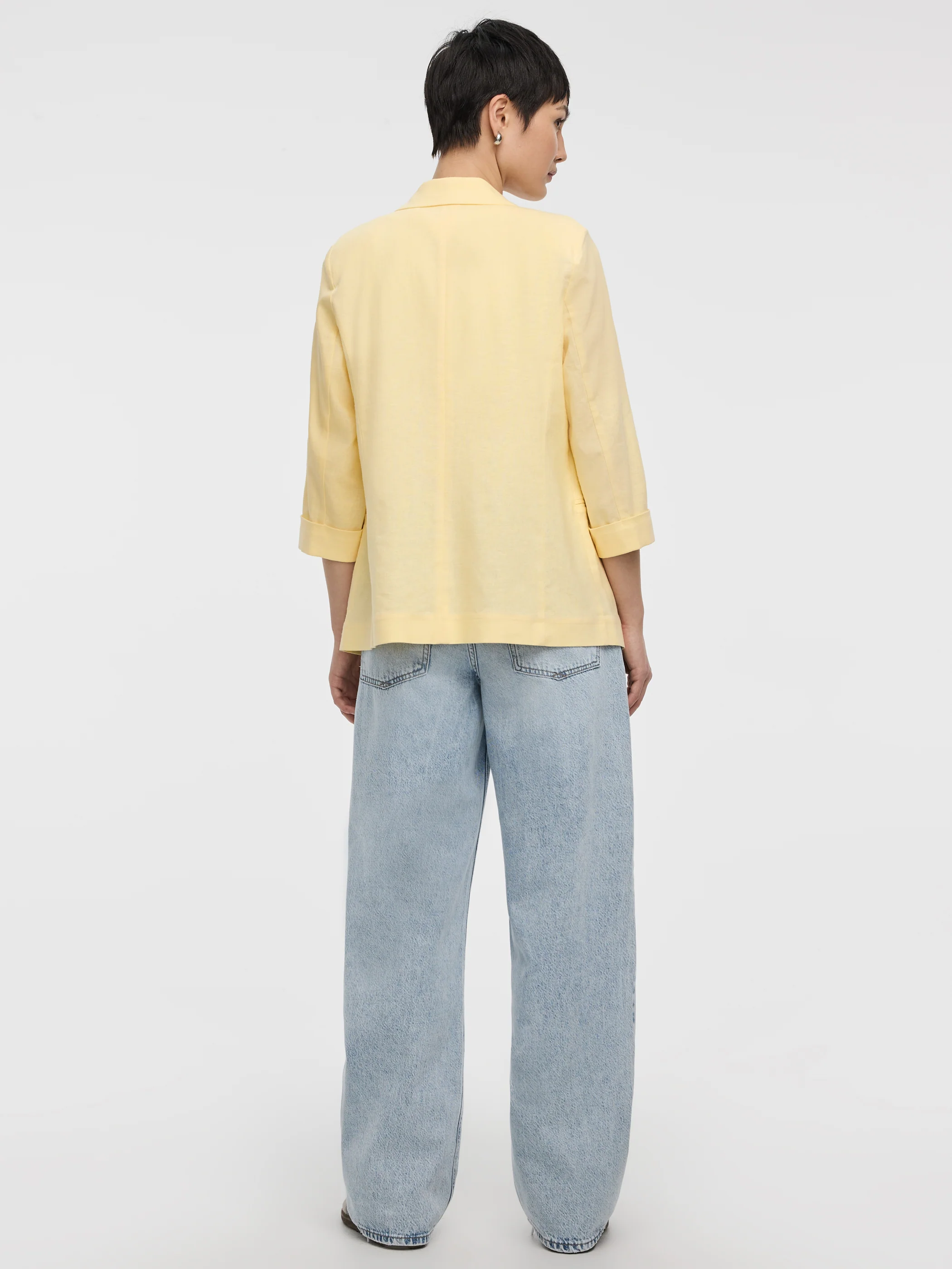 Open Linen Blazer with 3/4 Sleeves - Image 23