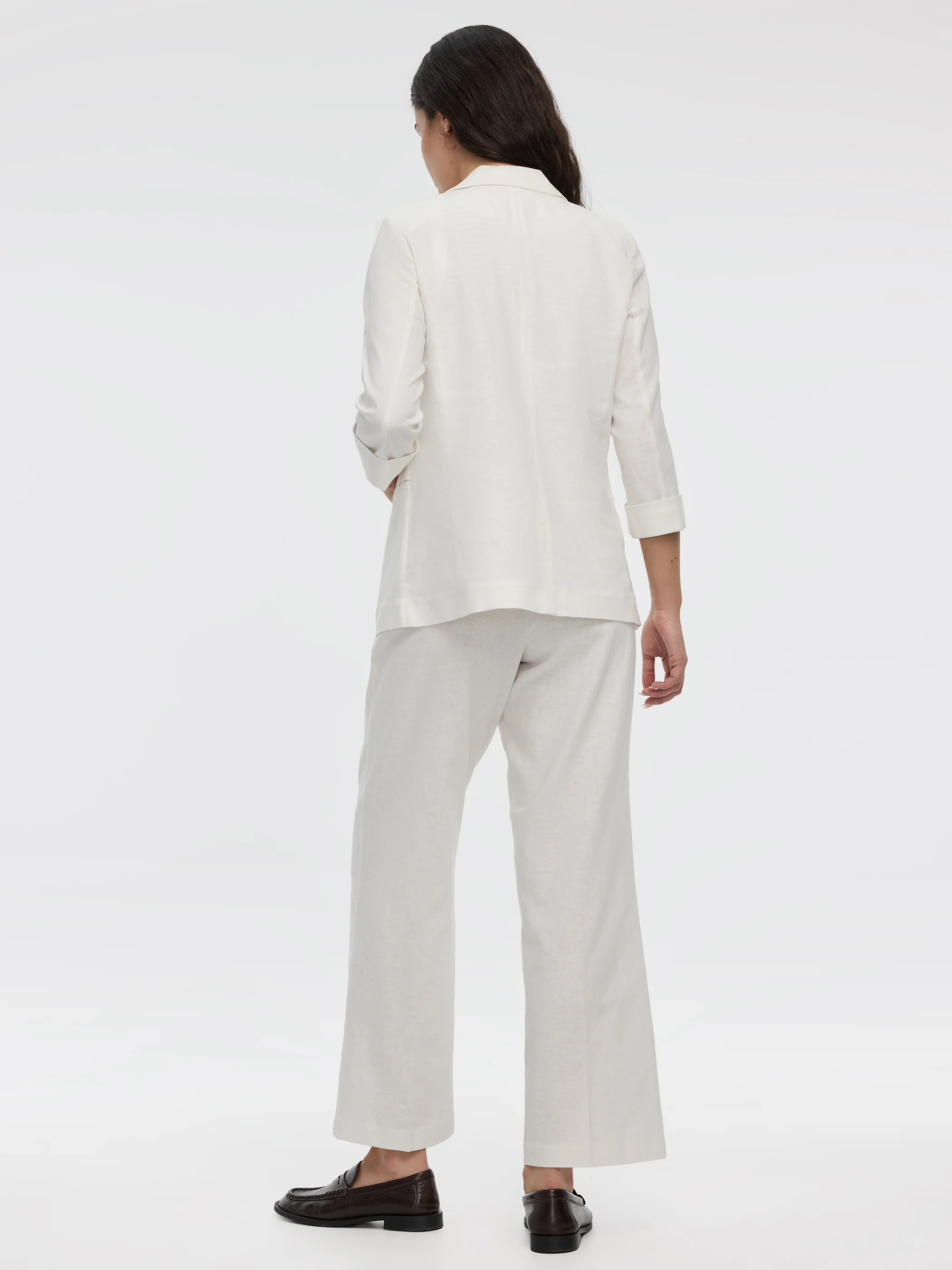 Open Linen Blazer with 3/4 Sleeves - Image 7