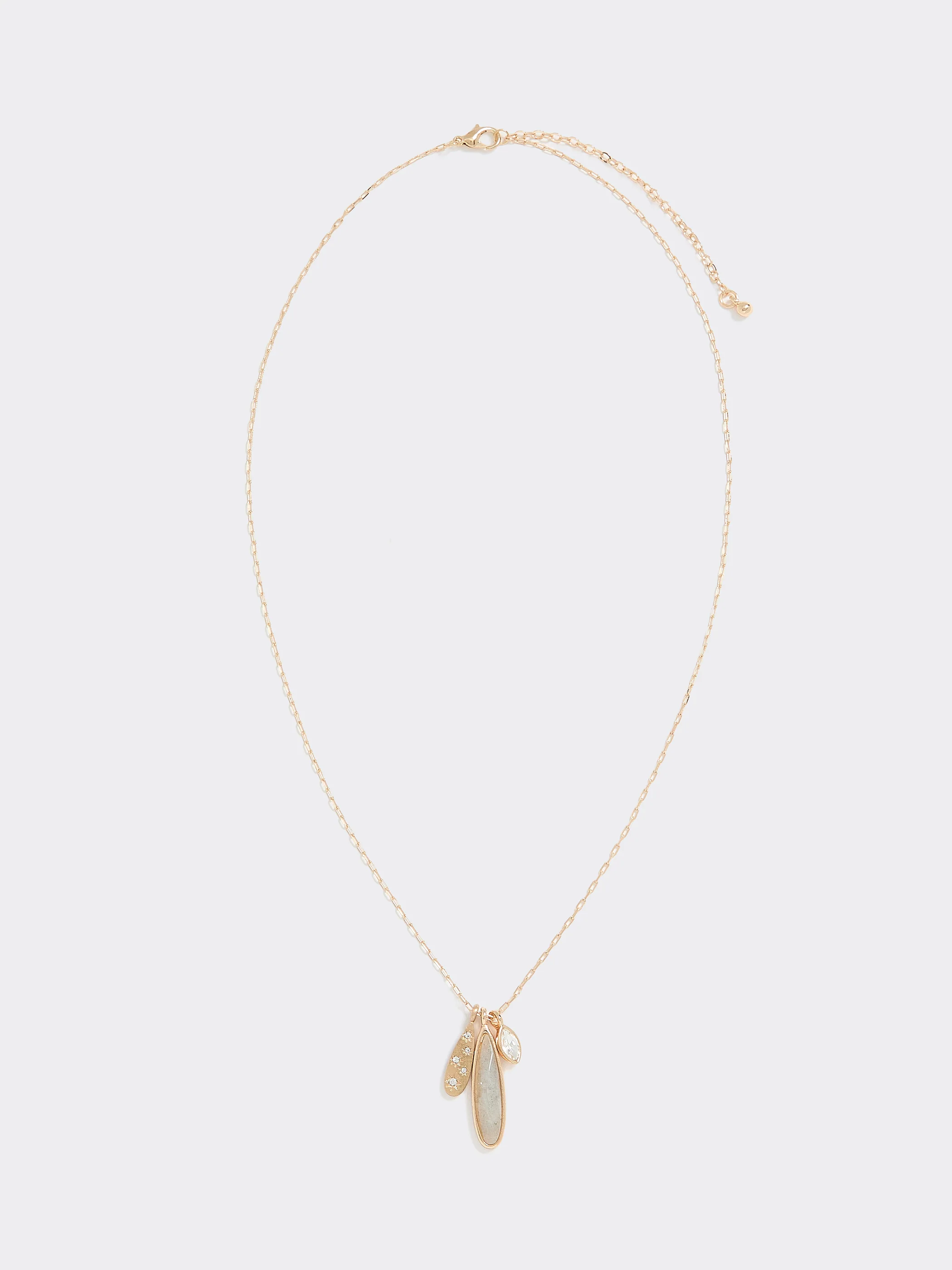 Long Necklace with Stone Teardrop Pendant - Image 2