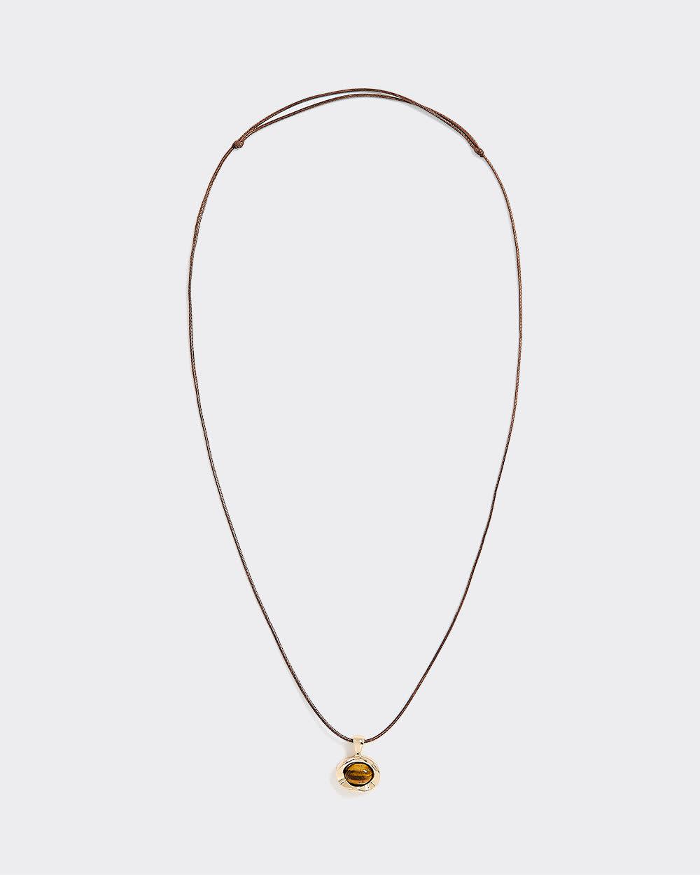 Short Cord Necklace with Tiger Eye - Image 2