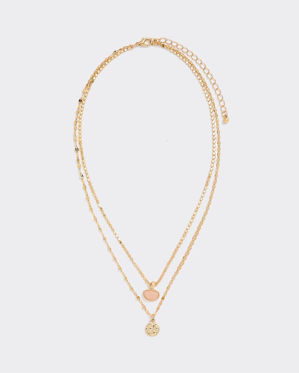 Two-Chain Short Necklace with Pendants - Image 2