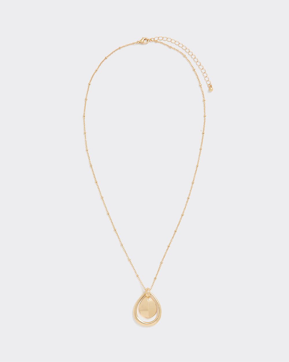 Long Necklace with Teardrop Pendant - Image 2