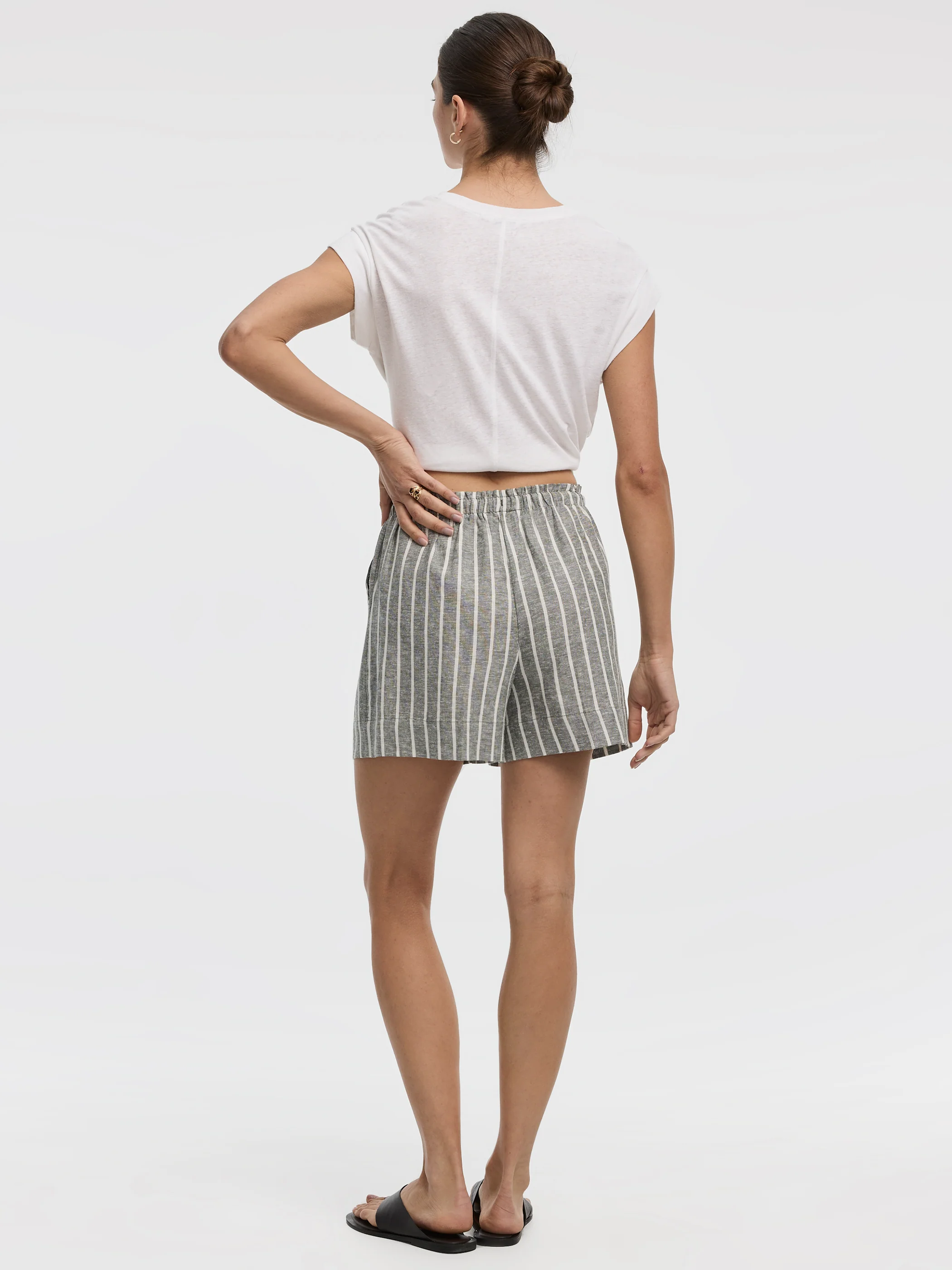 Linen-Blend Shorts with Elastic Waistband - Image 3