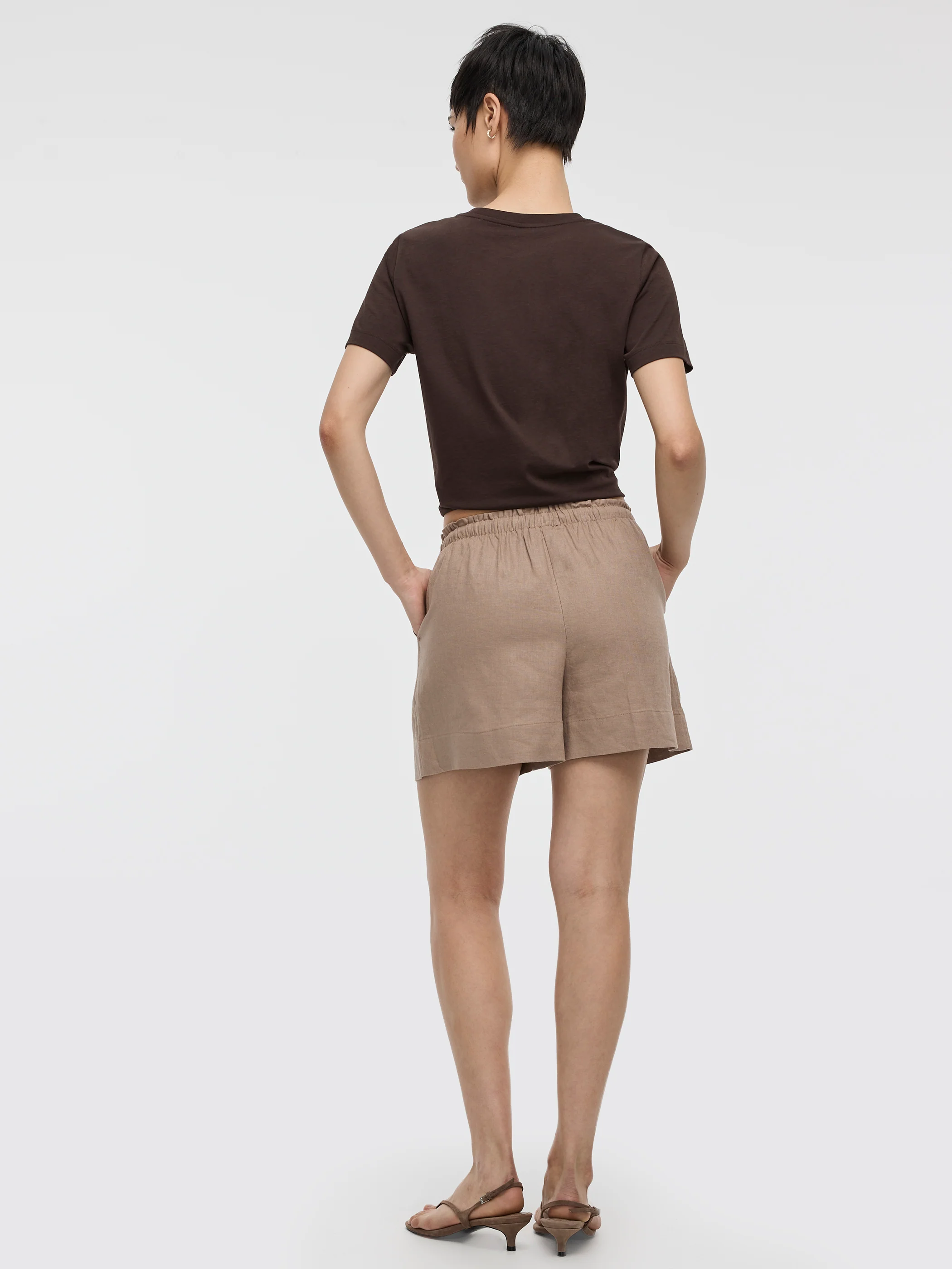 Linen-Blend Shorts with Elastic Waistband - Image 11
