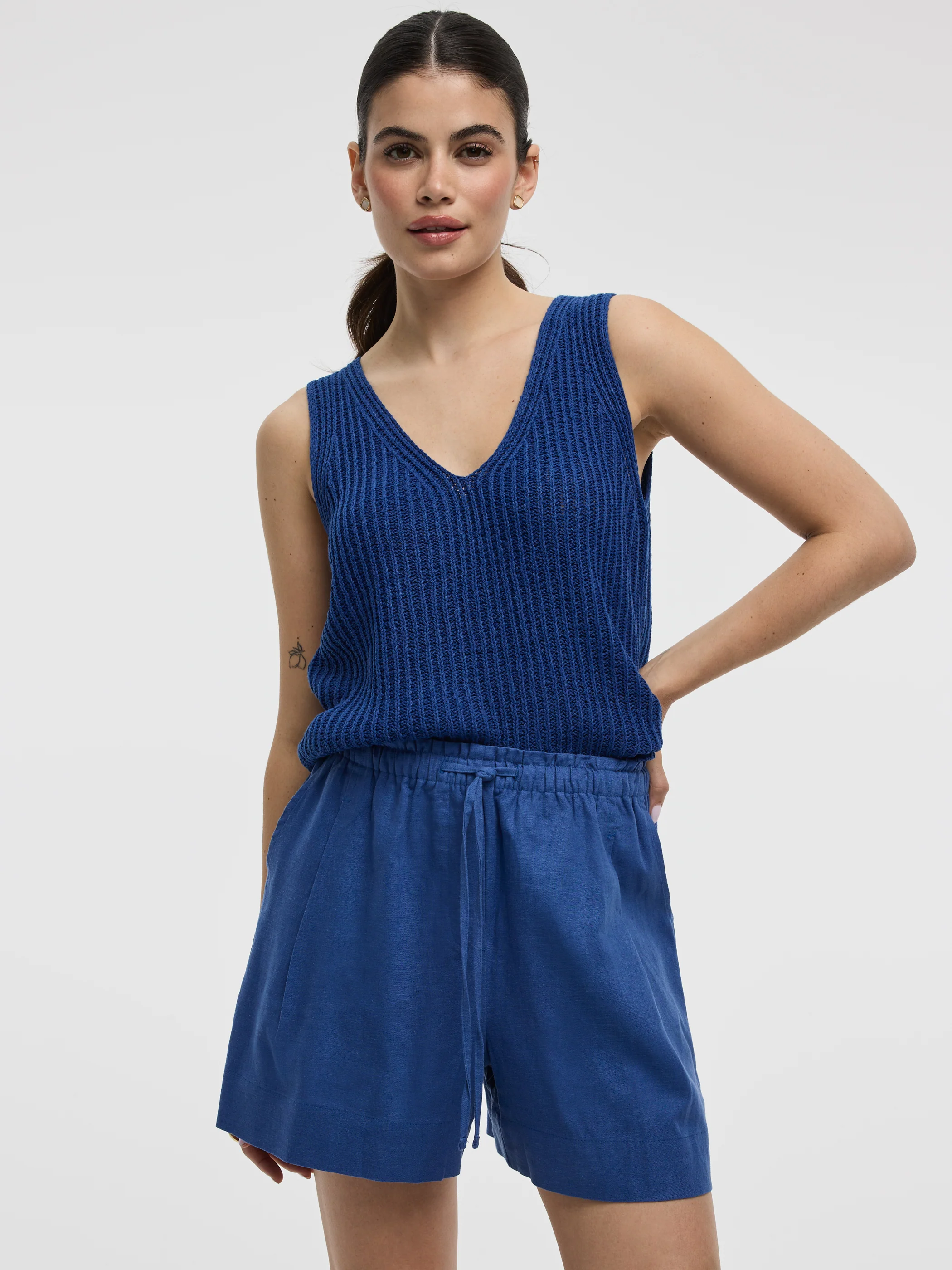 Linen-Blend Shorts with Elastic Waistband - Image 20