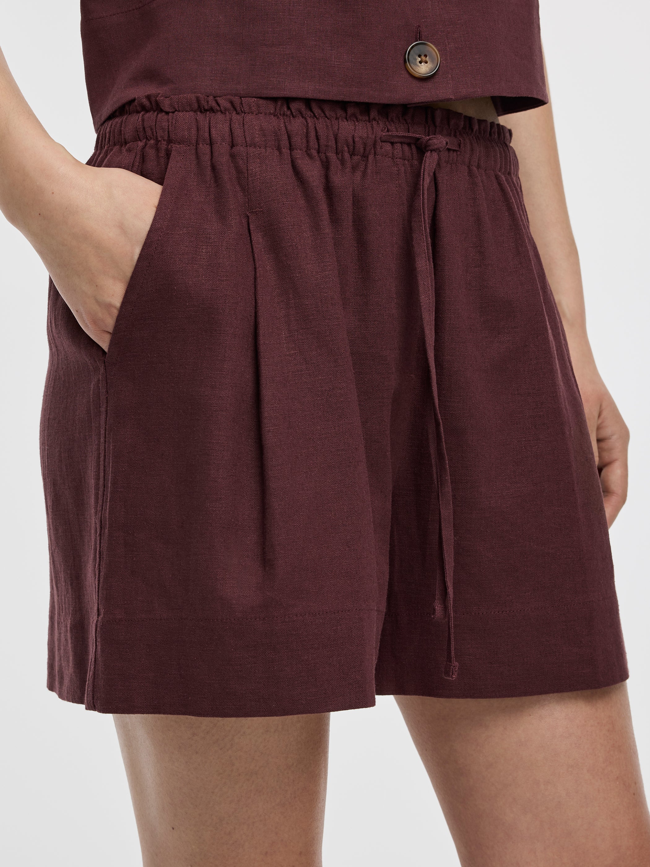 Linen-Blend Shorts with Elastic Waistband - Image 26