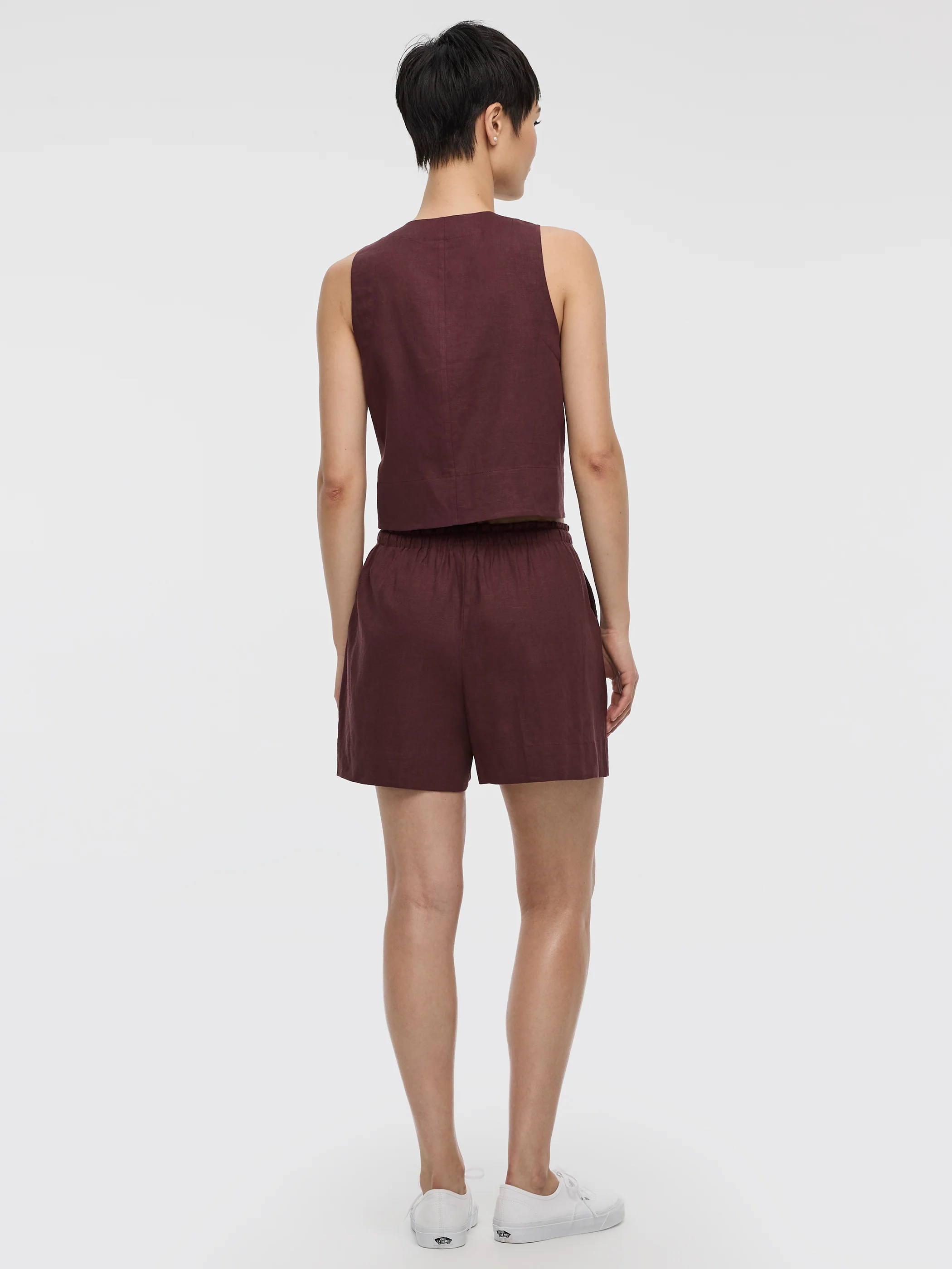Linen-Blend Shorts with Elastic Waistband - Image 27