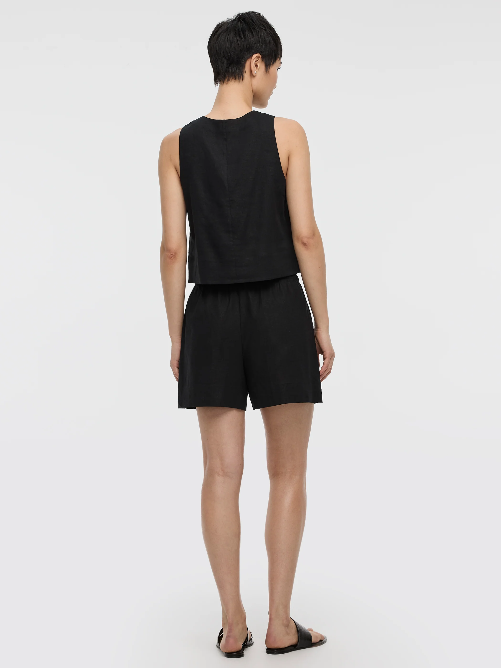 Linen-Blend Shorts with Elastic Waistband - Image 3