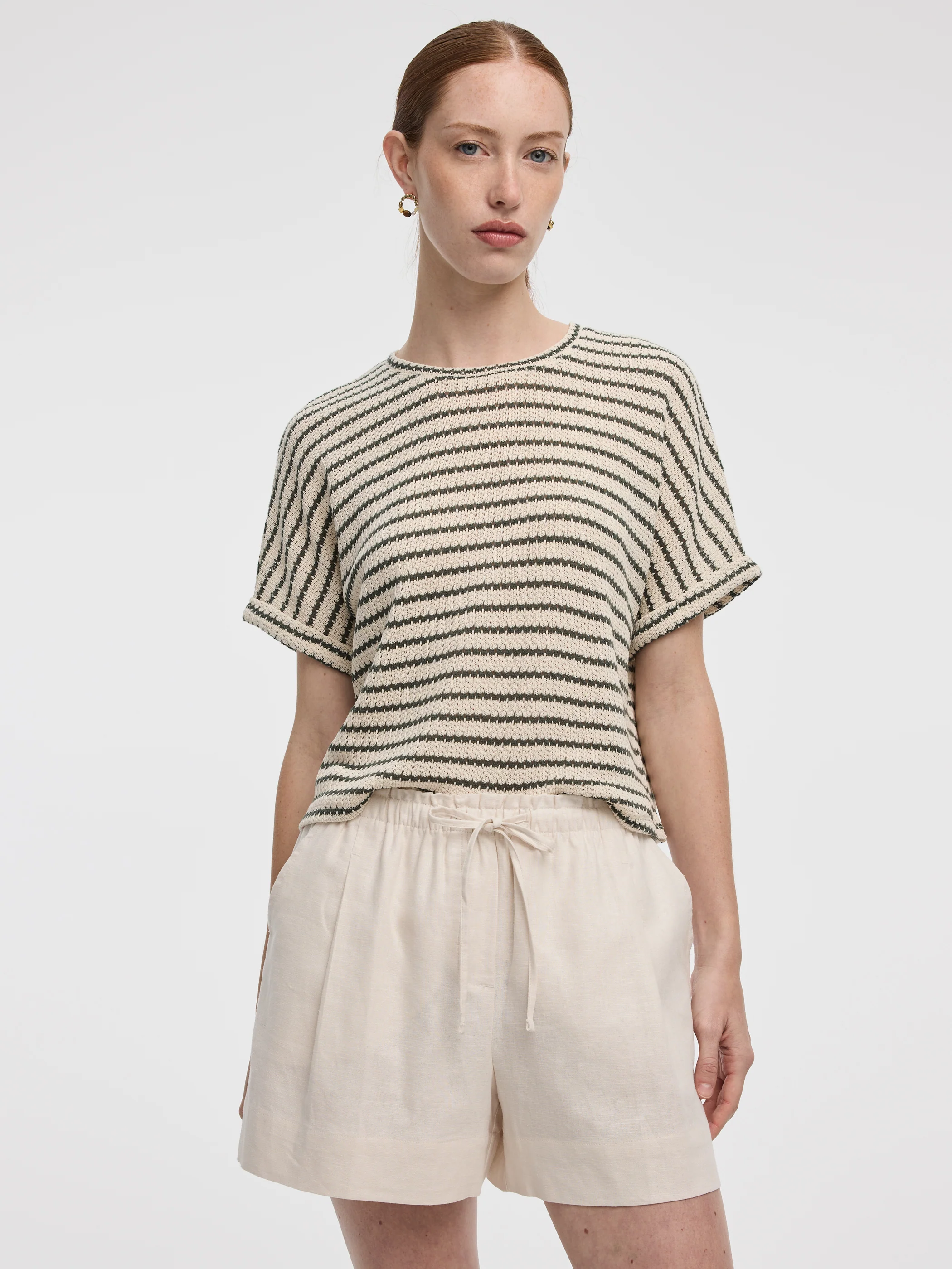 Linen-Blend Shorts with Elastic Waistband - Image 8
