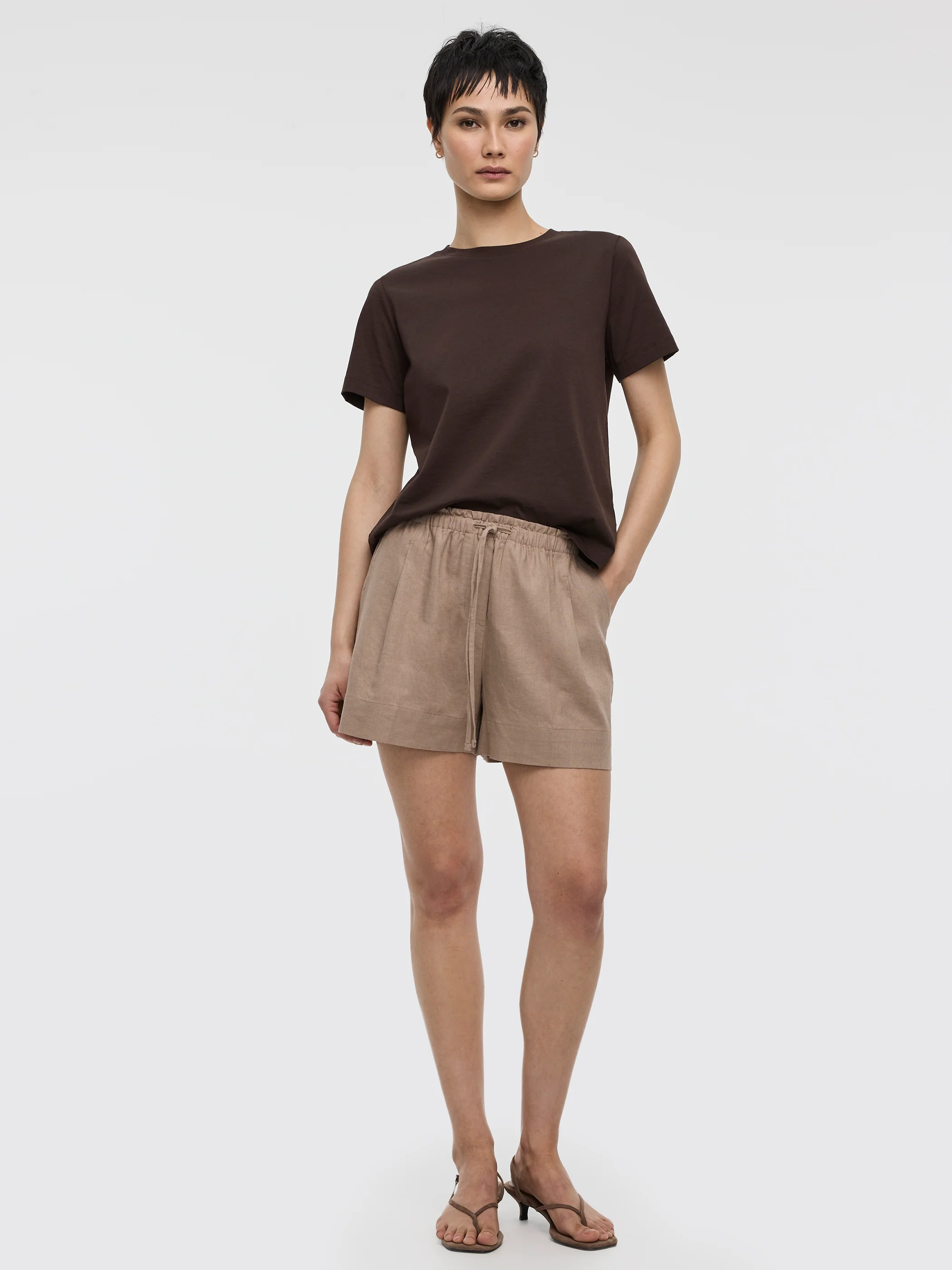 Linen-Blend Shorts with Elastic Waistband - Image 9