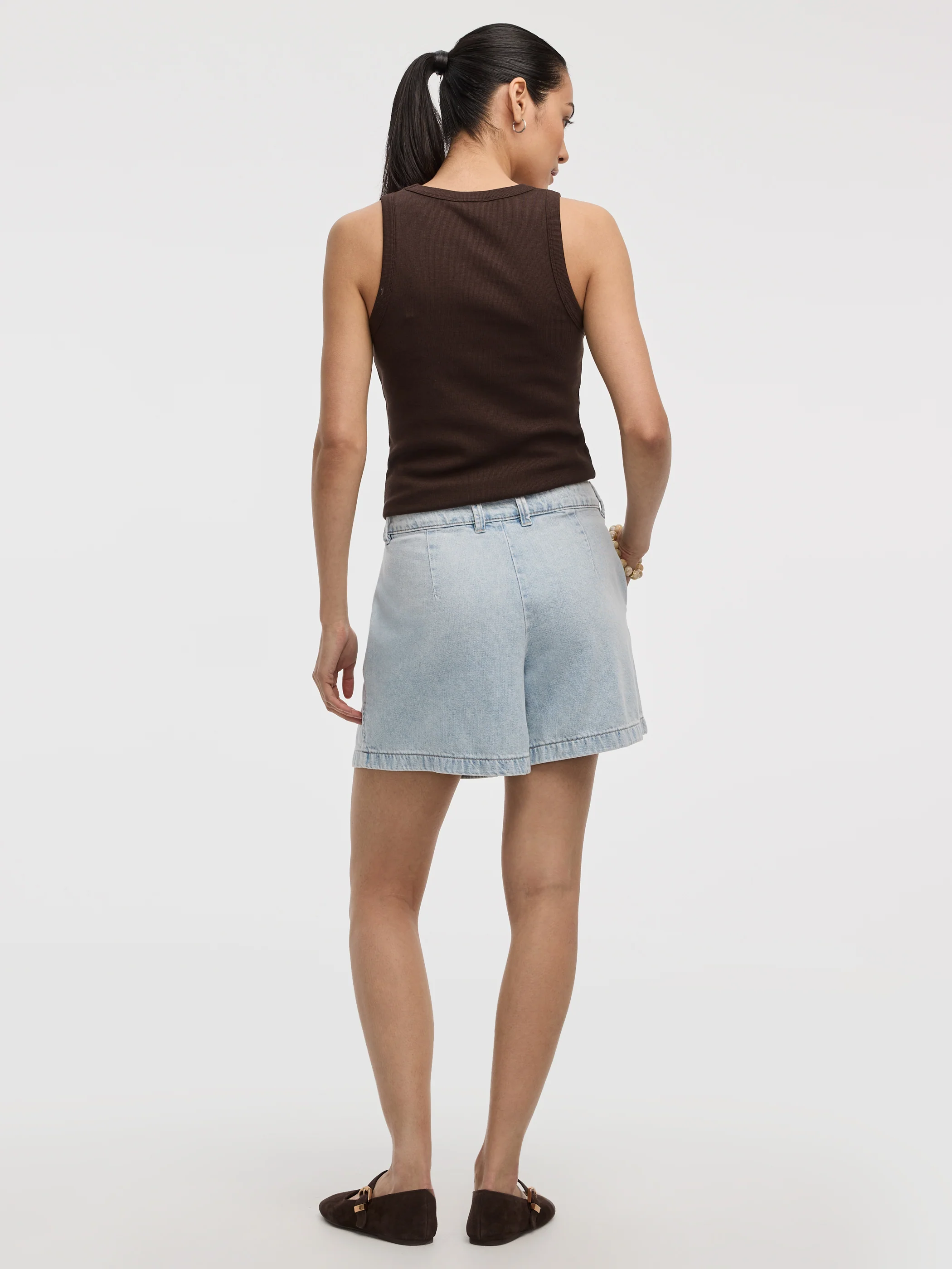 Pleated Denim Shorts - Image 3