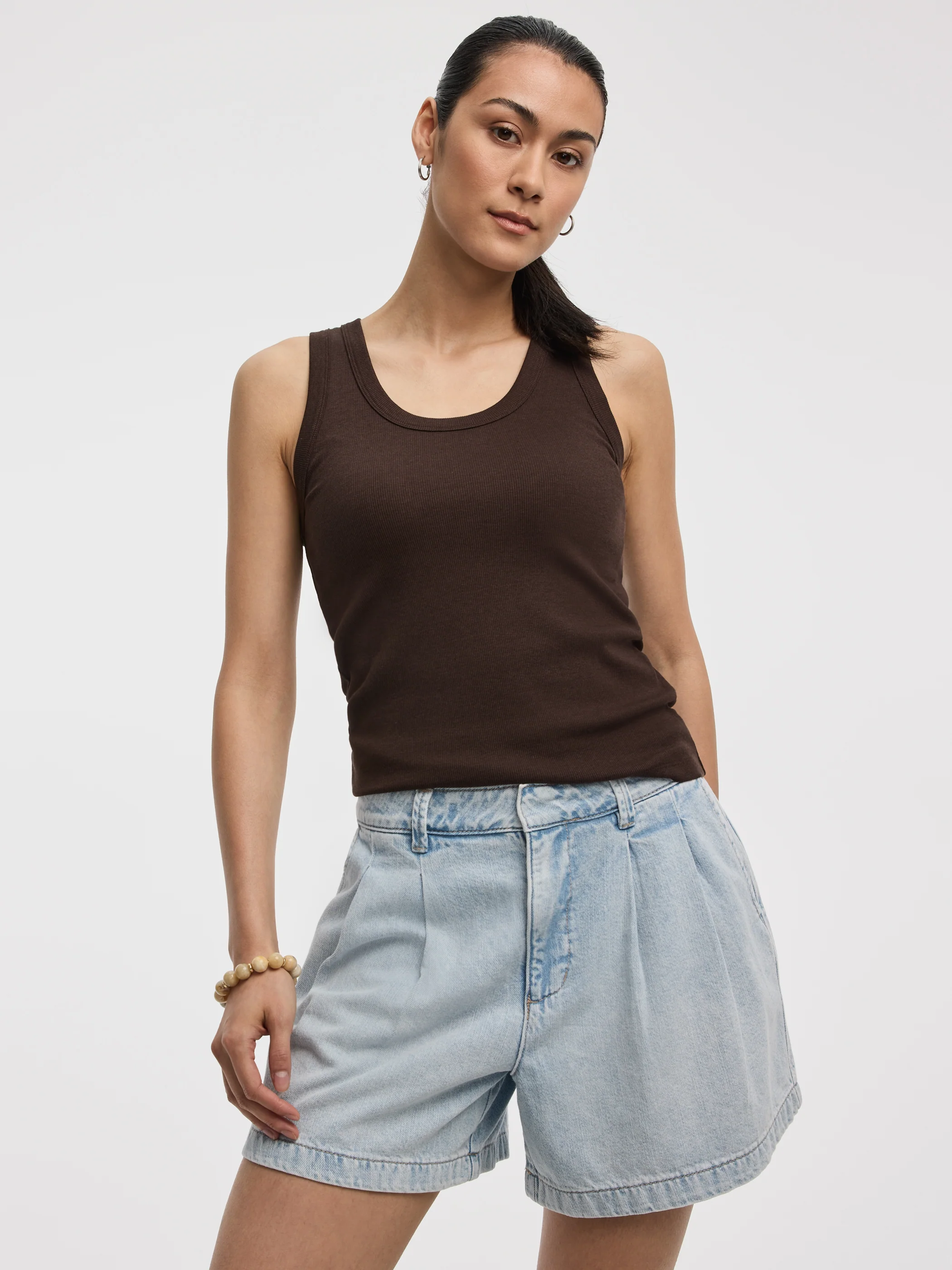 Pleated Denim Shorts - Image 4